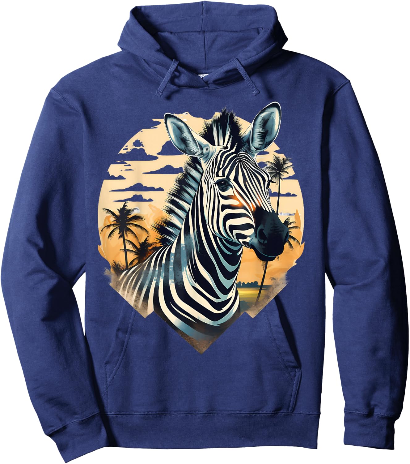 Zebra Portrait Animal Art African Animal Lovers Wildlife Hoodie - Hoodie | Navy