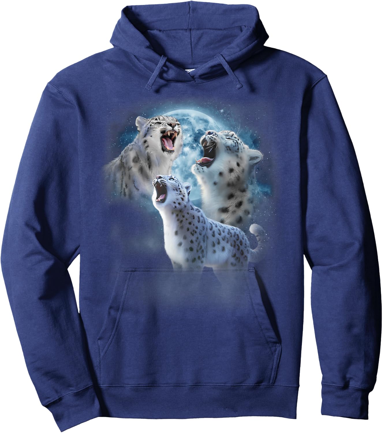 Snow Leopard Shirt - Funny Snow Leopards Howling at the Moon Hoodie - Hoodie | Navy