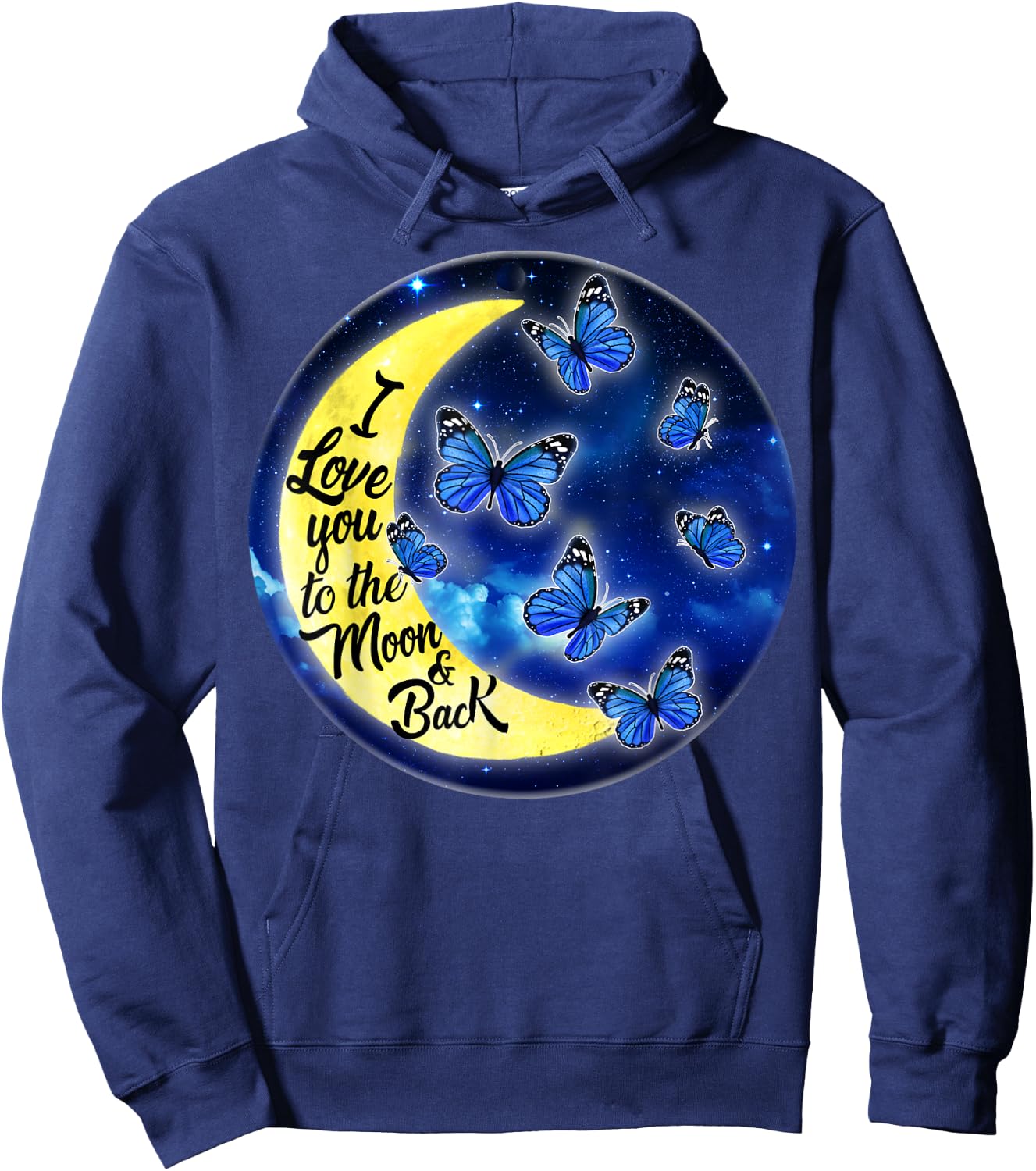 Butterfly Moon I Love You to the Moon and Back Hoodie - Hoodie | Navy