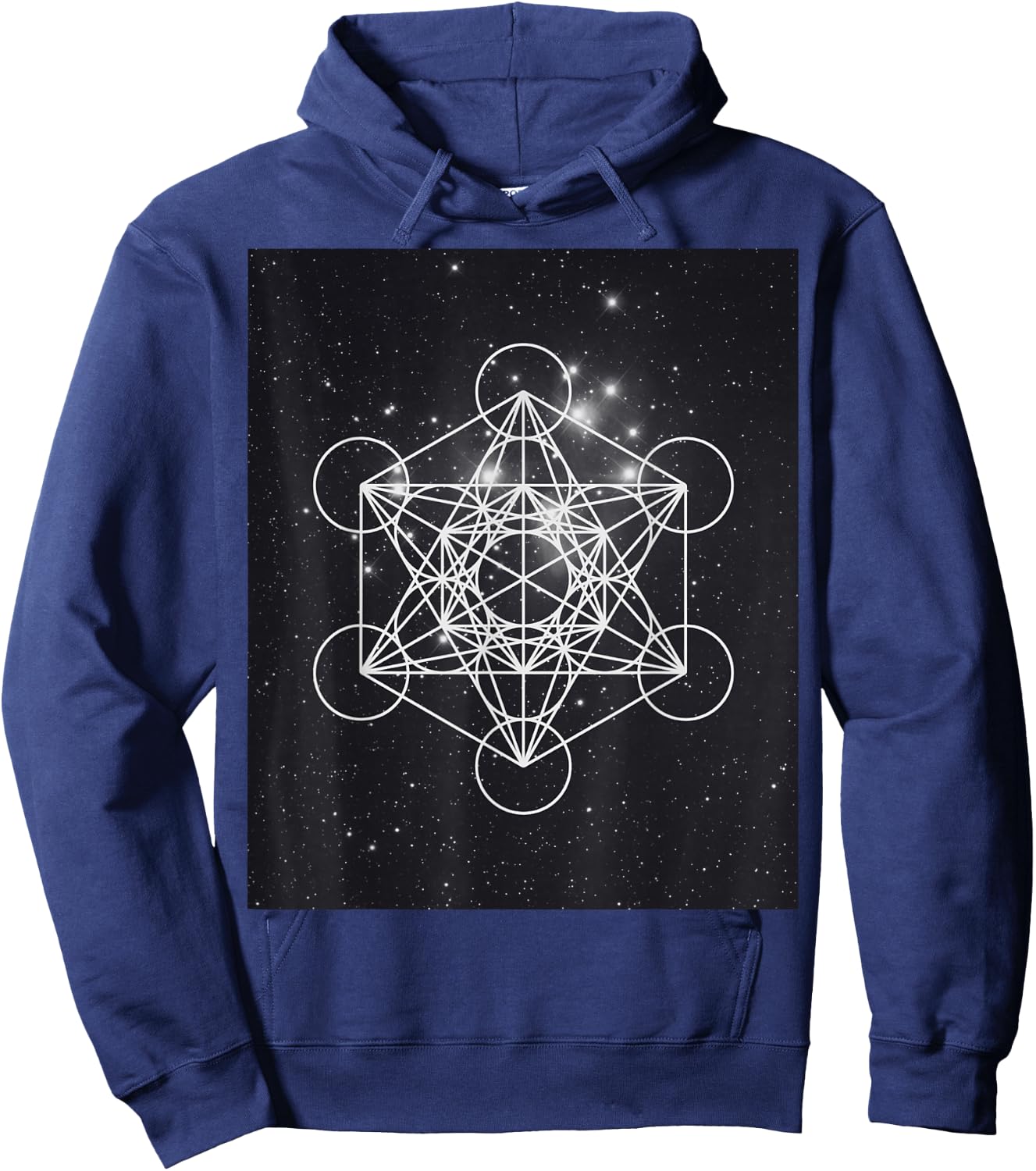 Metatron Cube Sacred Geometry and Pleiades , black, S Hoodie - Hoodie | Navy
