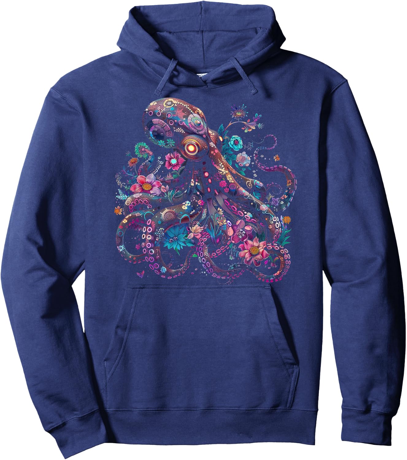 Floral Octopus Burst / Octopus / Men Women Youth Graphic Hoodie - Hoodie | Navy