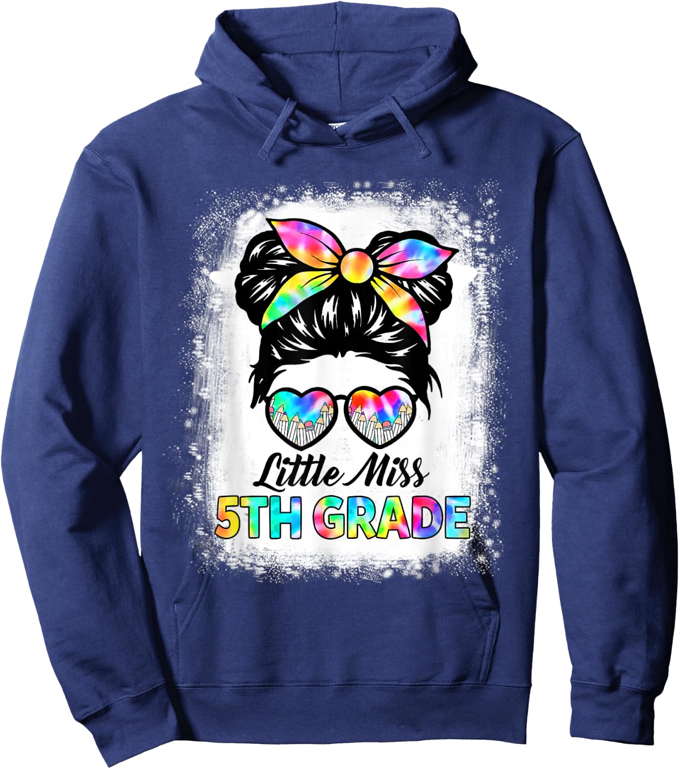 Girls Fifth Grade Back To School Cute Little Miss 5th Grade Hoodie - Hoodie | Navy