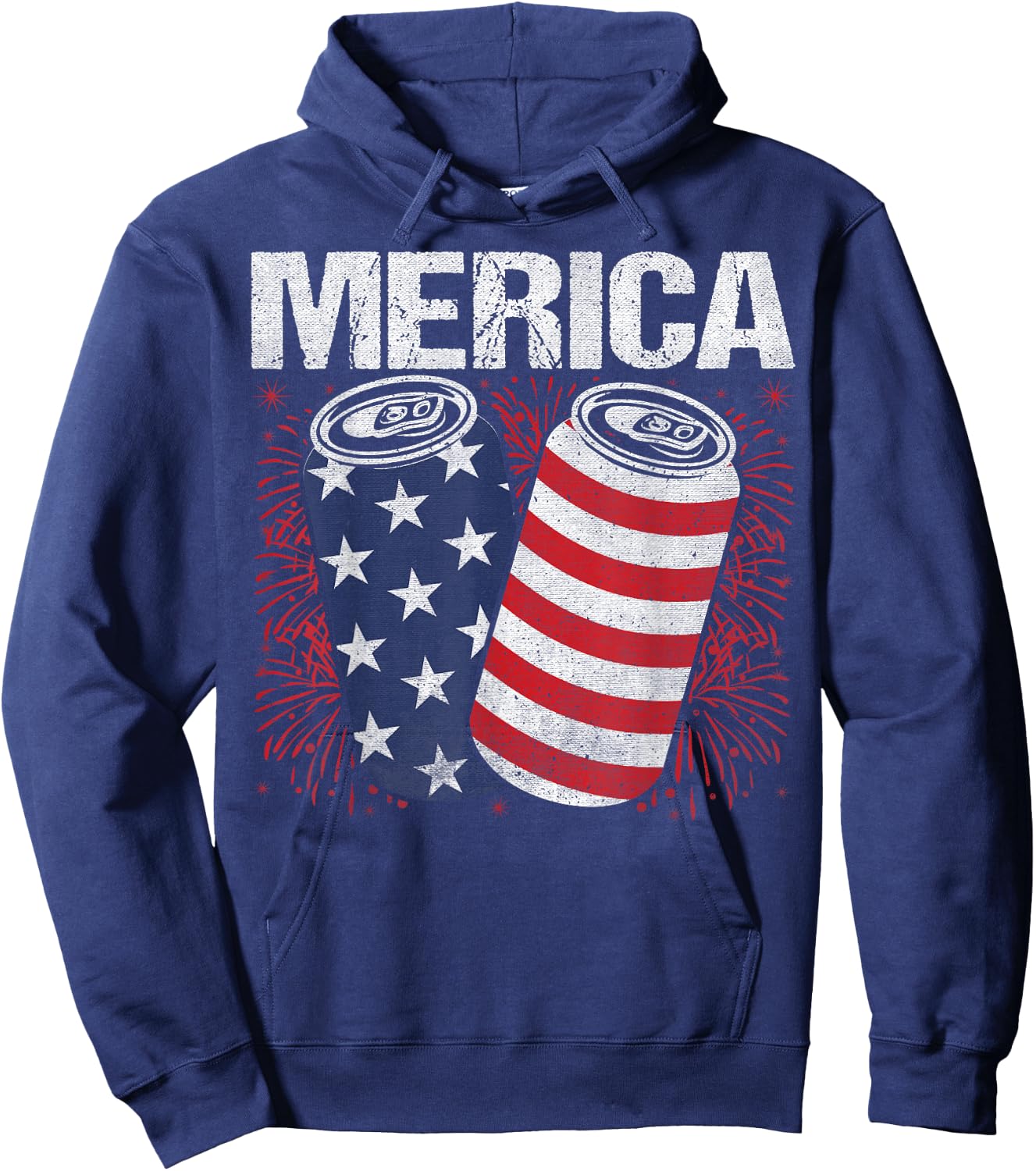 Beer American Flag 4th Of July Merica USA Men Women Drinking Hoodie - Hoodie | Navy