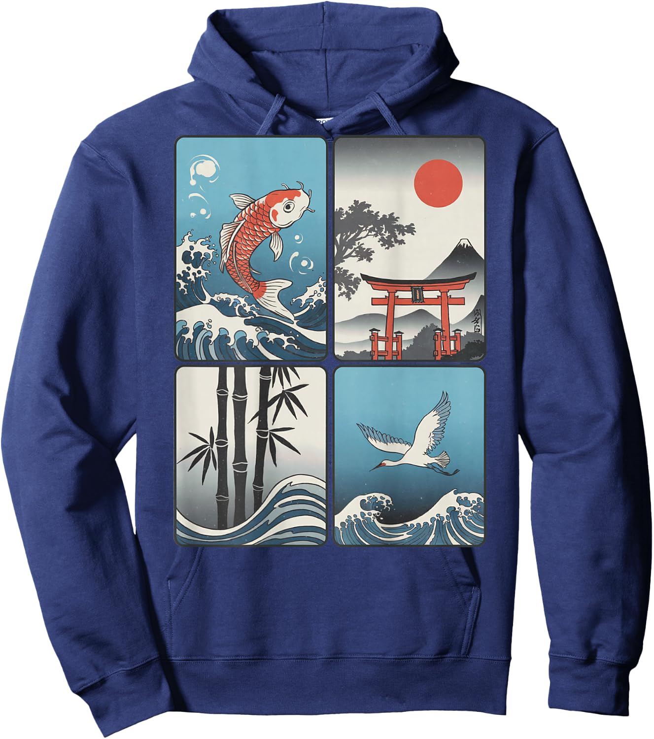 Japanischer Koi-Fisch, die große Welle vor Kanagawa Kanji (Rückseite) Hoodie - Hoodie | Navy