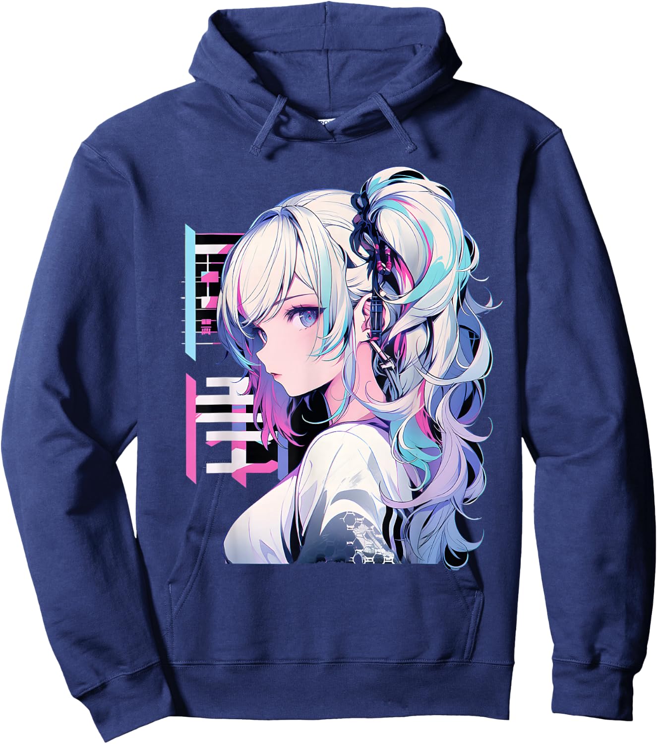 Manga Anime Ästhetische Cyberpunk Techwear Harajuku Hoodie - Hoodie | Navy