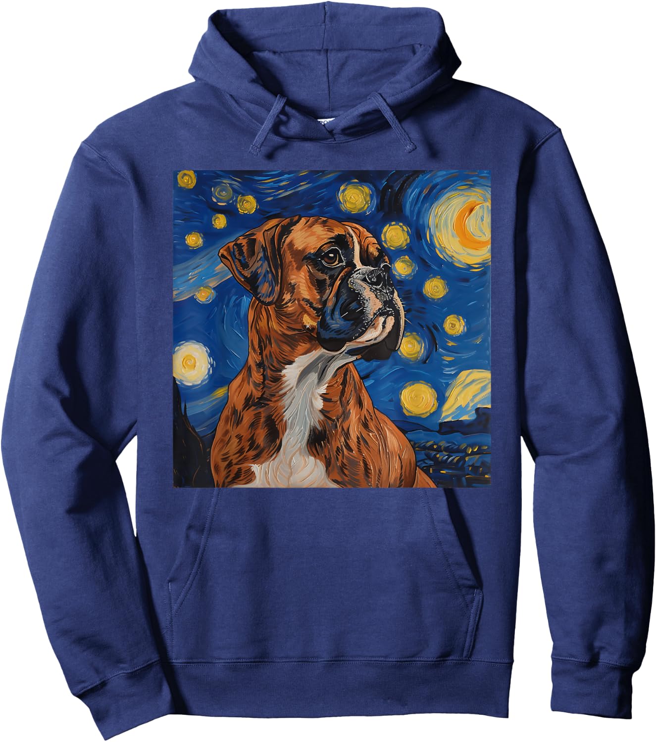 Boxer Dog Van Gogh Style Starry Night Hoodie - Hoodie | Navy