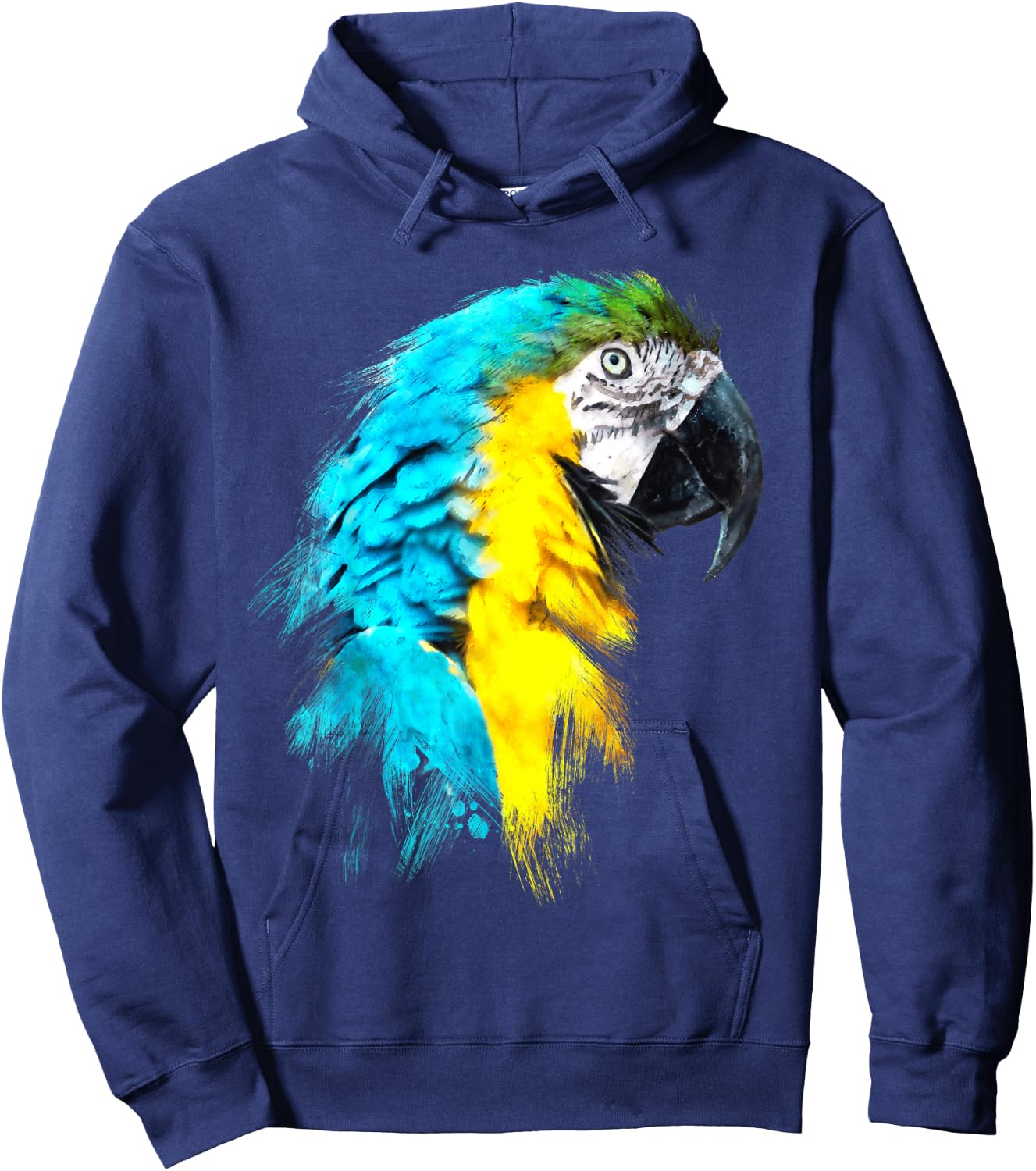 Colourful Scarlet Red Macaw Parrot Bird Painting of Watercolour Hoodie - Hoodie | Navy