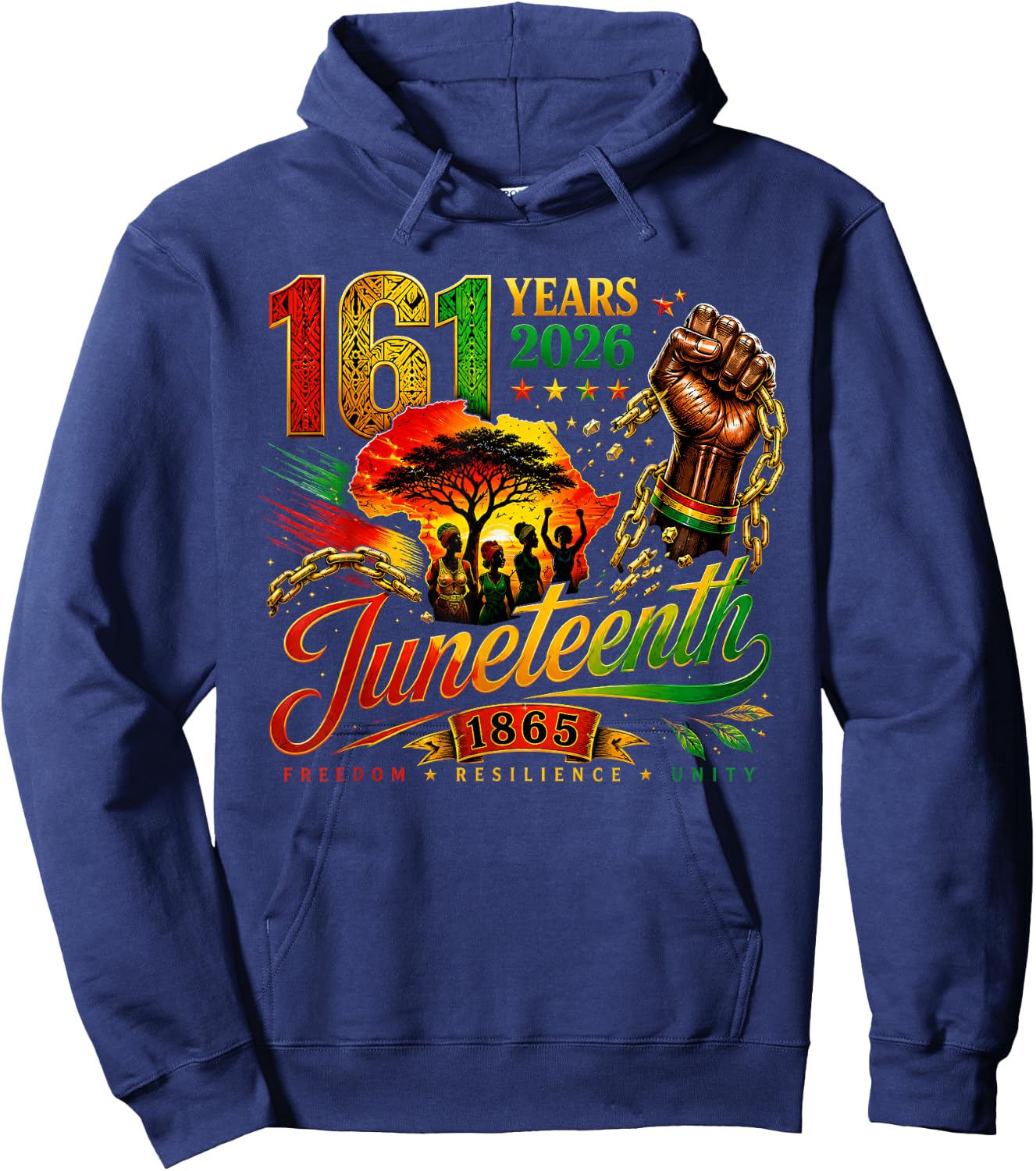 Juneteenth Freedom Resilience Unity 2026 Hoodie - Hoodie | Navy