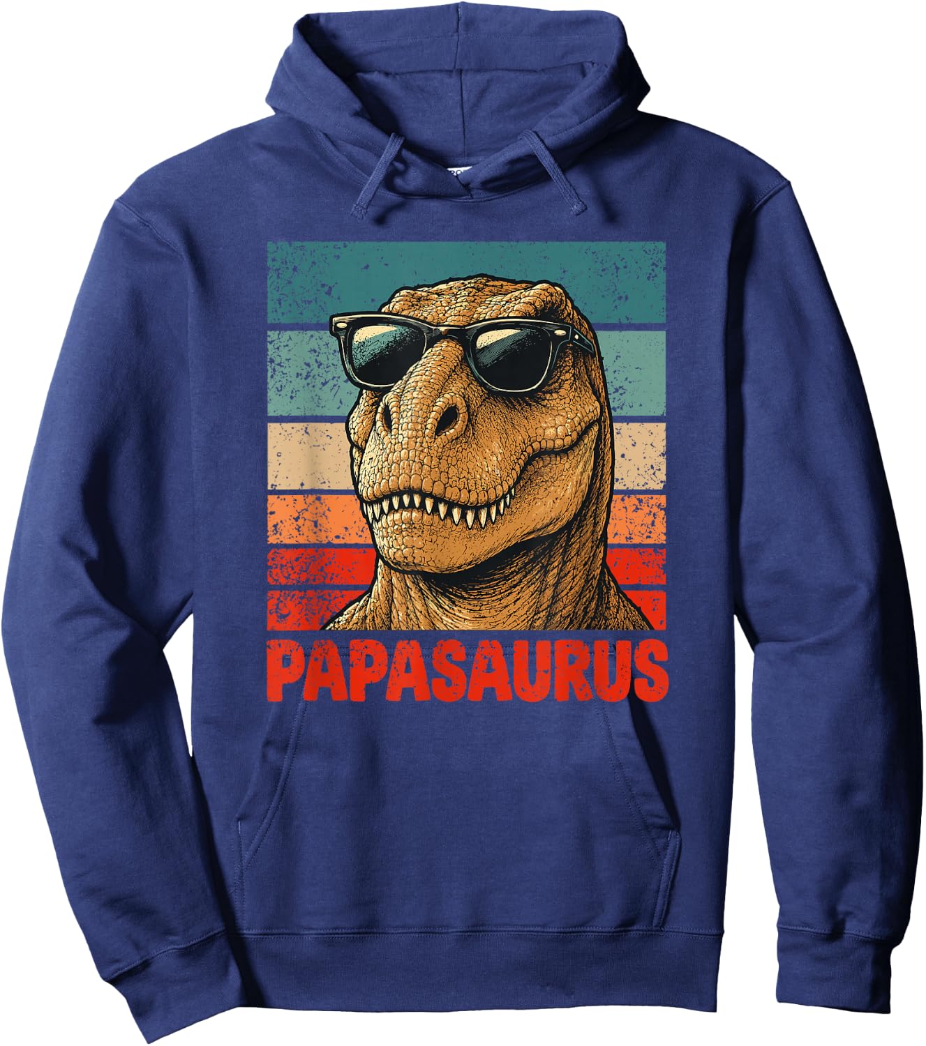 Papasaurus Funny Dad Dinosaur Hoodie - Hoodie | Navy