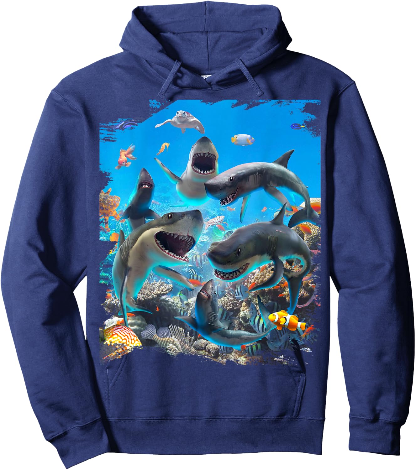 Shark Selfie Sharks Smiling Ocean Beach Funny Cute Hoodie - Hoodie | Navy