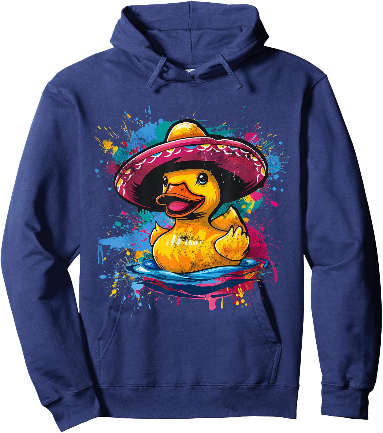 Rubber Duck Watercolor Mexican Sombrero Rubber Duckie Hoodie - Hoodie | Navy