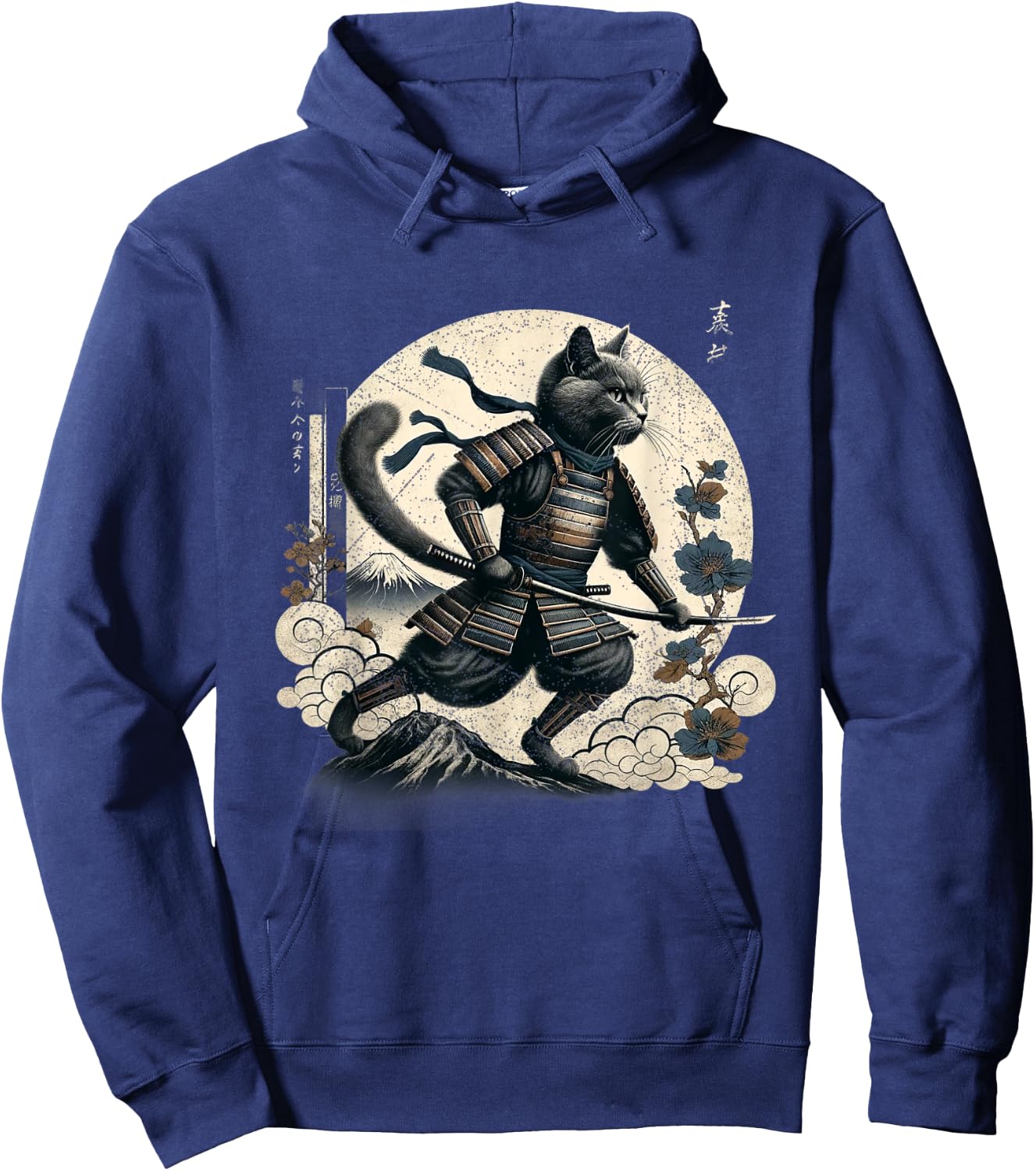 Samurai Cat Ninja Aesthetic Japanese Katana Tokyo culture Men Women Kids Hoodie - Hoodie | Navy
