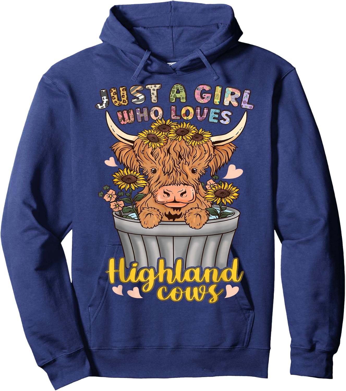 Highland Cow Scottish Just a Girl Who Loves Highland Cows Hoodie - Hoodie | Navy