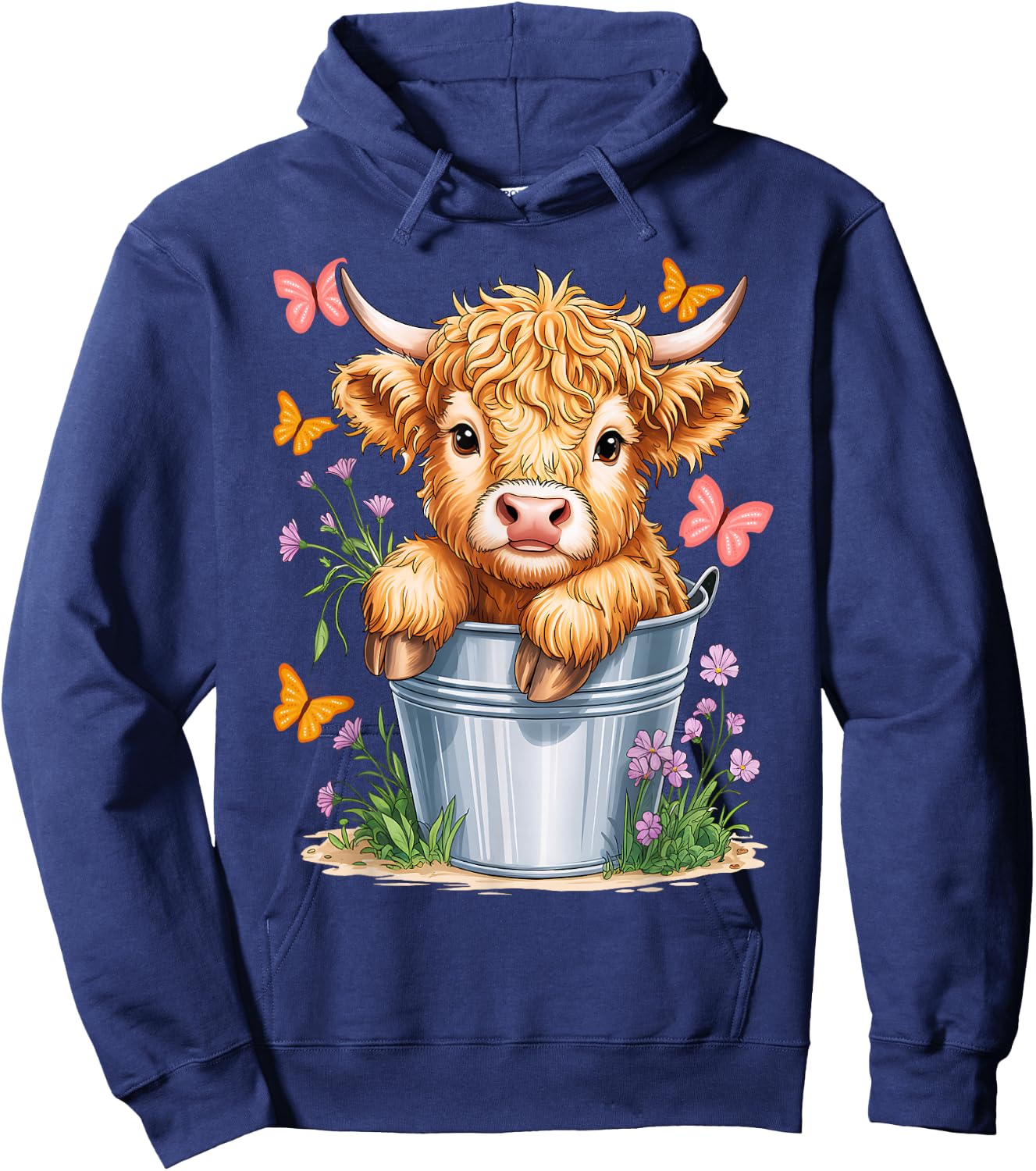 MINI Highland Cow Graphic Long Hoodie - Hoodie | Navy