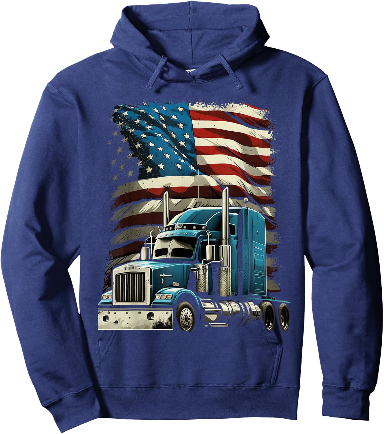Trucker US-amerikanische Flagge für patriotischen LKW-Fahrer Hoodie - Hoodie | Navy