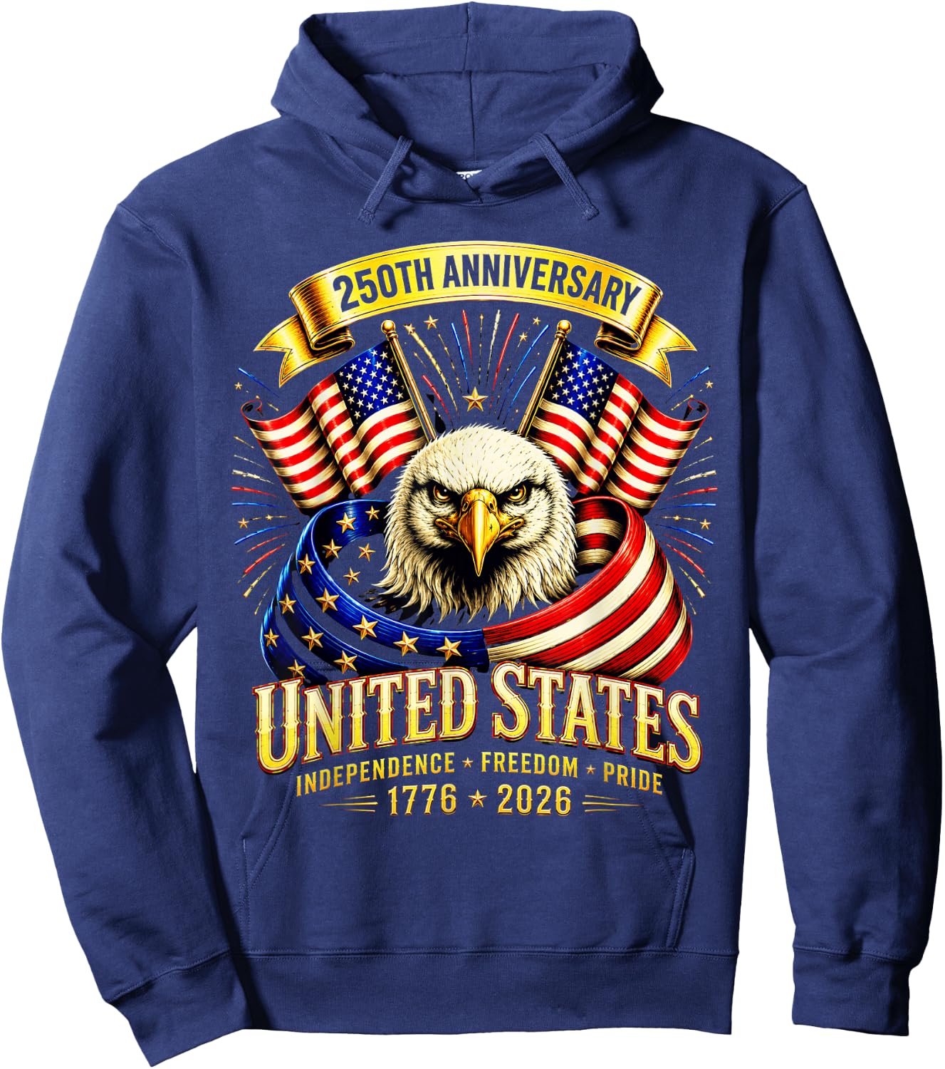 250 Anniversary USA 4th of July Patriotic 250 Years American Hoodie - Hoodie | Navy