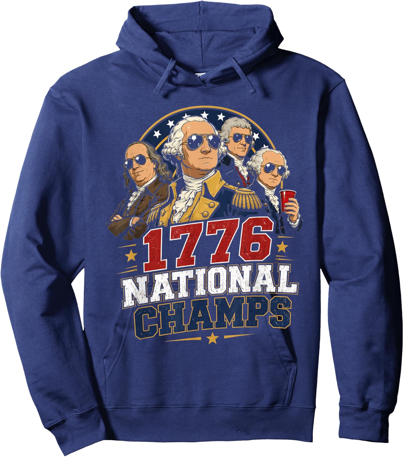 1776 National Champs Funny Patriotic Founding Fathers USA Hoodie - Hoodie | Navy
