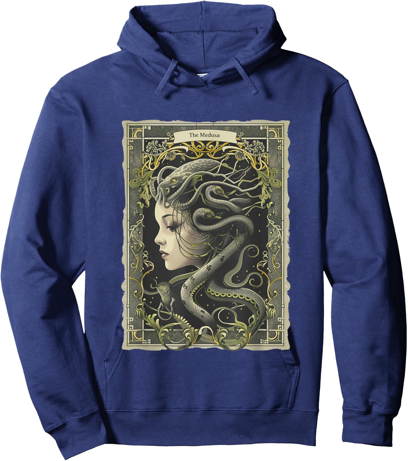 Greek Mythology Medusa Tarot Card Occult Scary Dark Grunge Hoodie - Hoodie | Navy