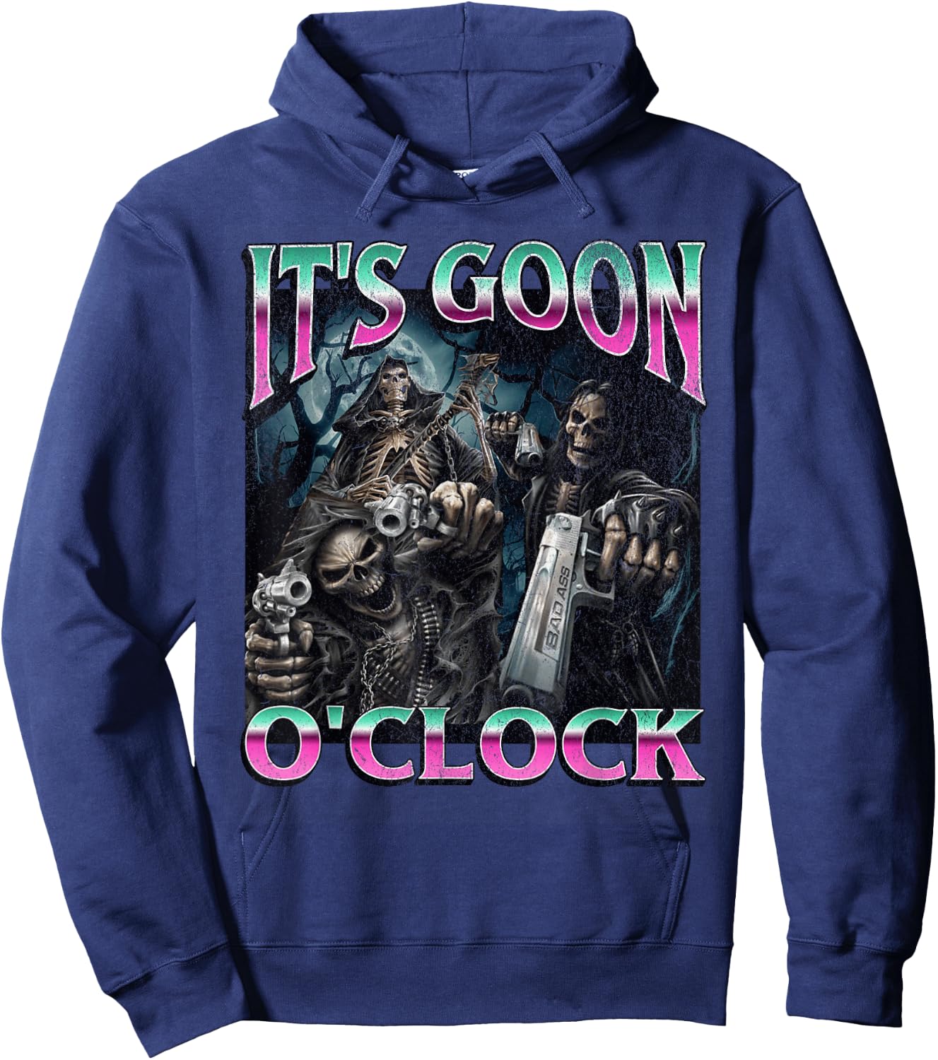 Gooning O'Clock Meme Skeleton Funny Hoodie - Hoodie | Navy