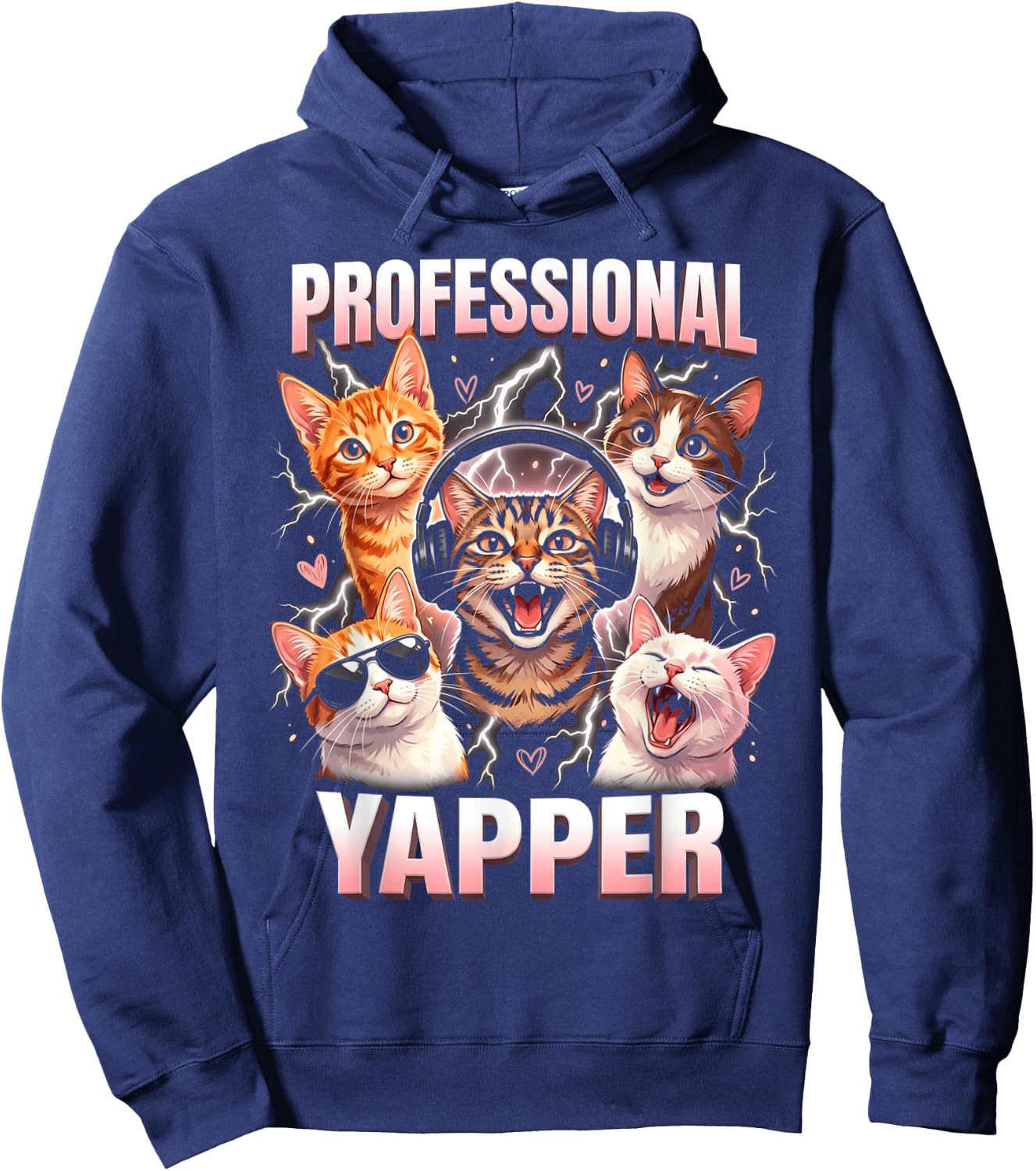 Professional Yapper Funny Cat Meme Lover Humor Graphic Hoodie - Hoodie | Navy