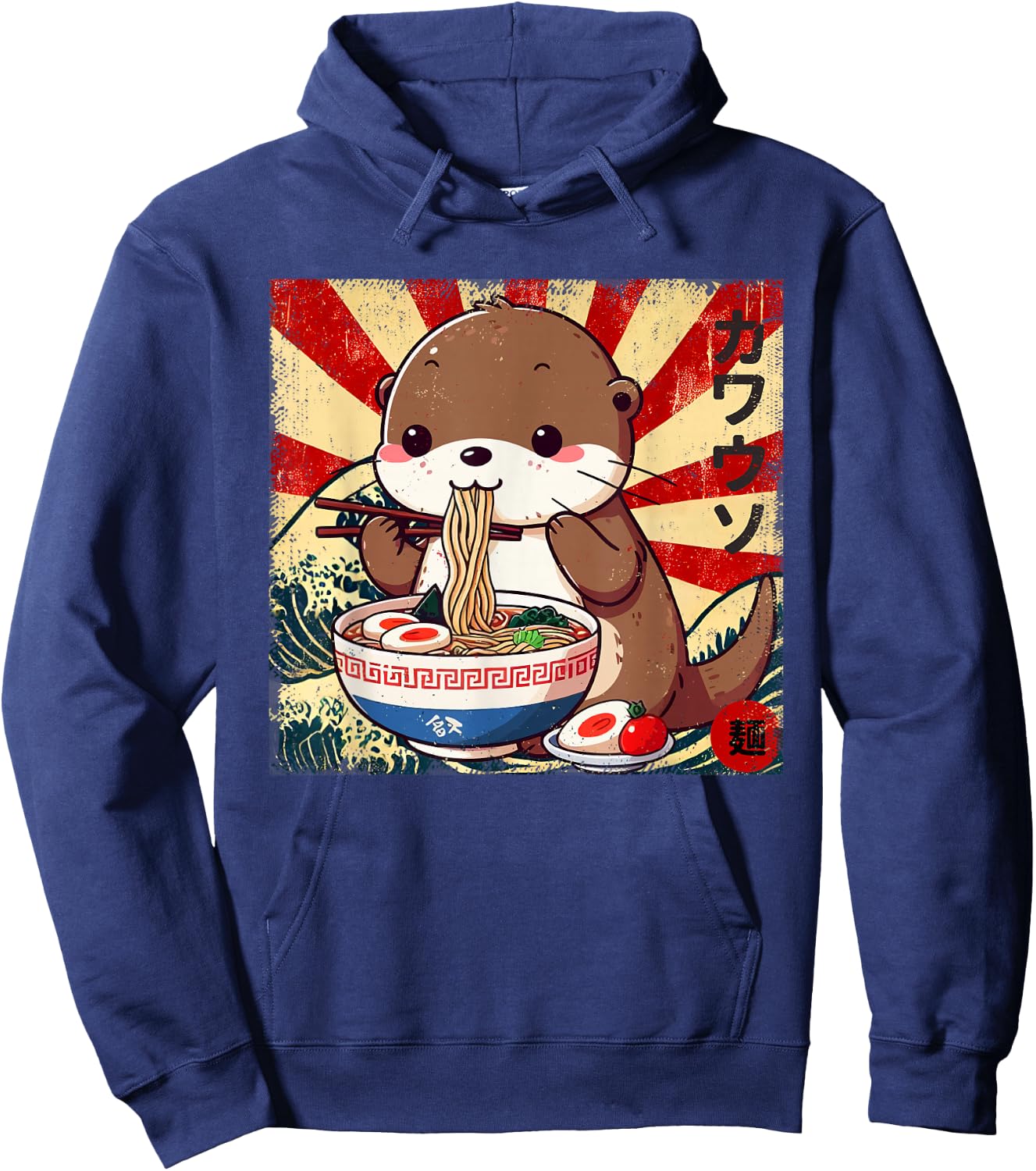 Kawaii Ramen Cute Anime Cute Kawaii Otter Japanese Noodles Hoodie - Hoodie | Navy