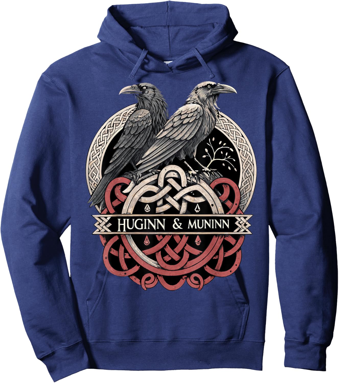 Viking Knotwork - Odin’s Eyes Huginn & Muninn Hoodie - Hoodie | Navy