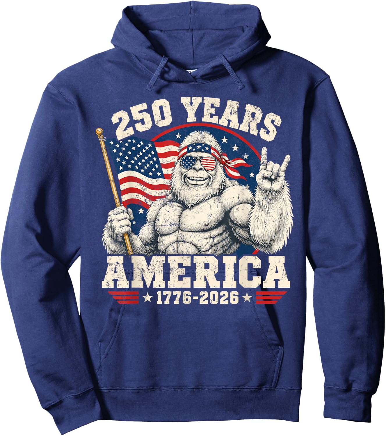 250 Years American Anniversary Bigfoot USA 250th Birthday Hoodie - Hoodie | Navy
