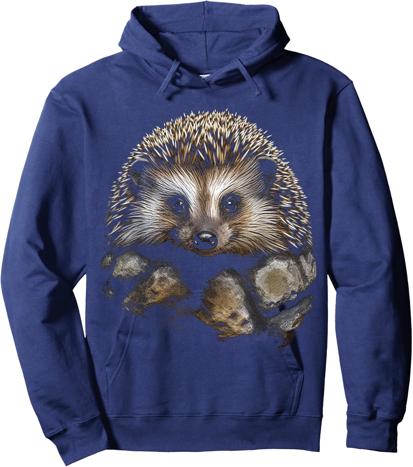 Hedgehog Animal Art Graphic Hedgehog , Black, S Hoodie - Hoodie | Navy