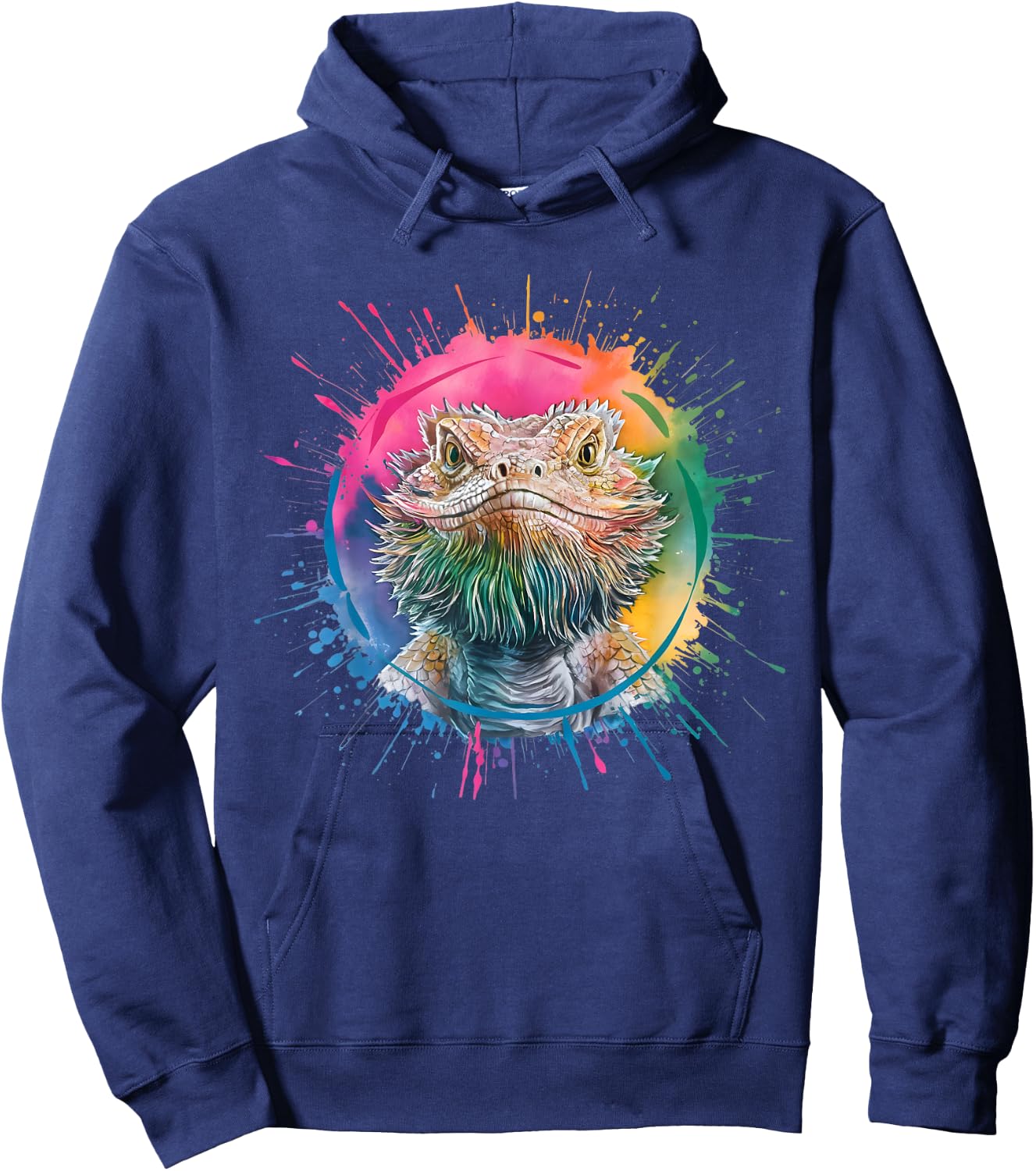 Bearded Dragon Men Woman Colorful Watercolor Bearded Dragon Hoodie - Hoodie | Navy