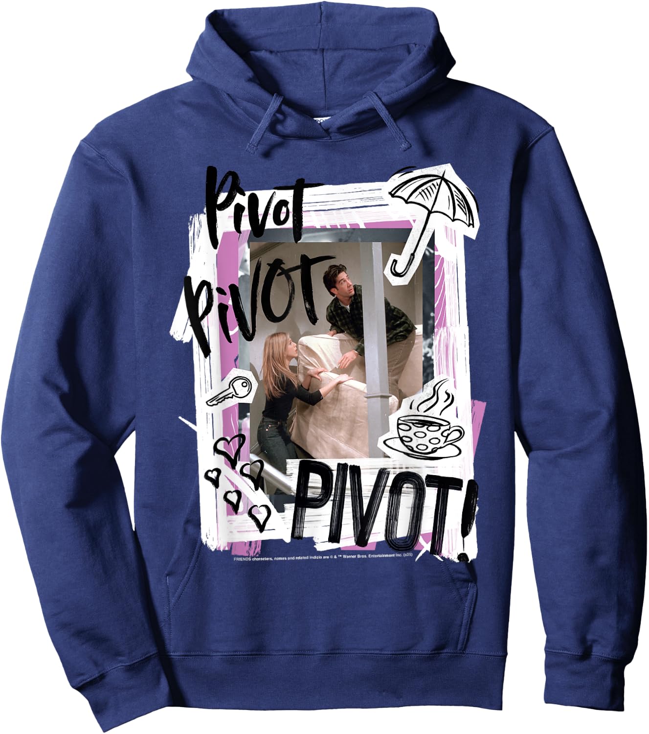 Friends Pivot Pivot Sofa Scene Ross , Blue, S Hoodie - Hoodie | Navy