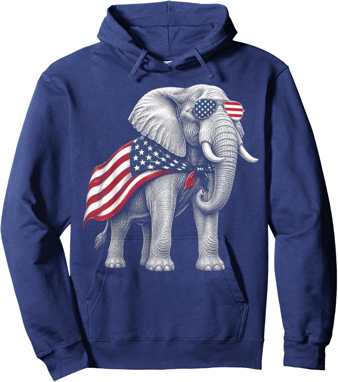 Elephant 4th of July US American Flag Safari Animal Hoodie - Hoodie | Navy