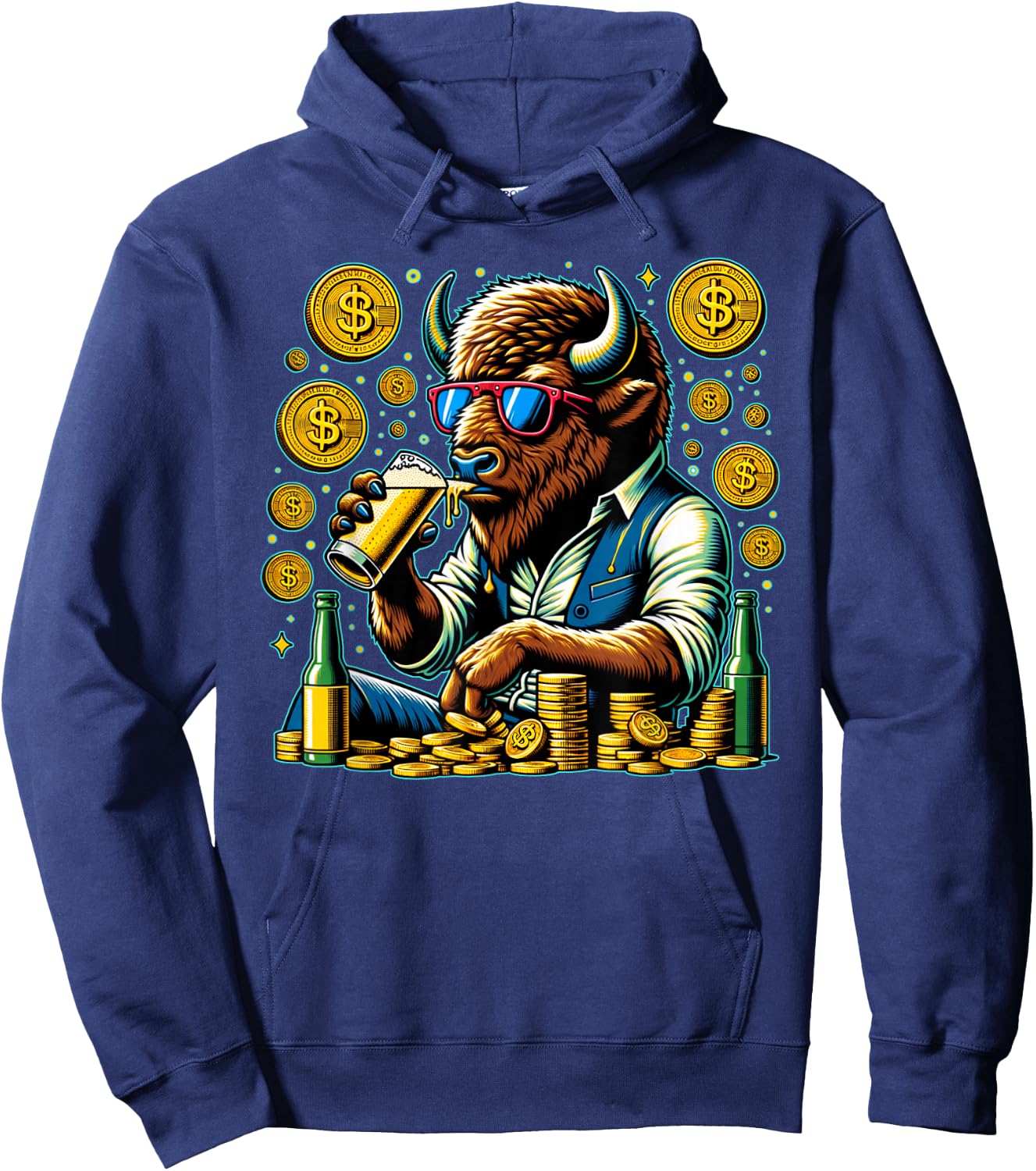 Lucky Buffalo Casino Slot Machine BUFFALOOOOO Gambling Hoodie - Hoodie | Navy