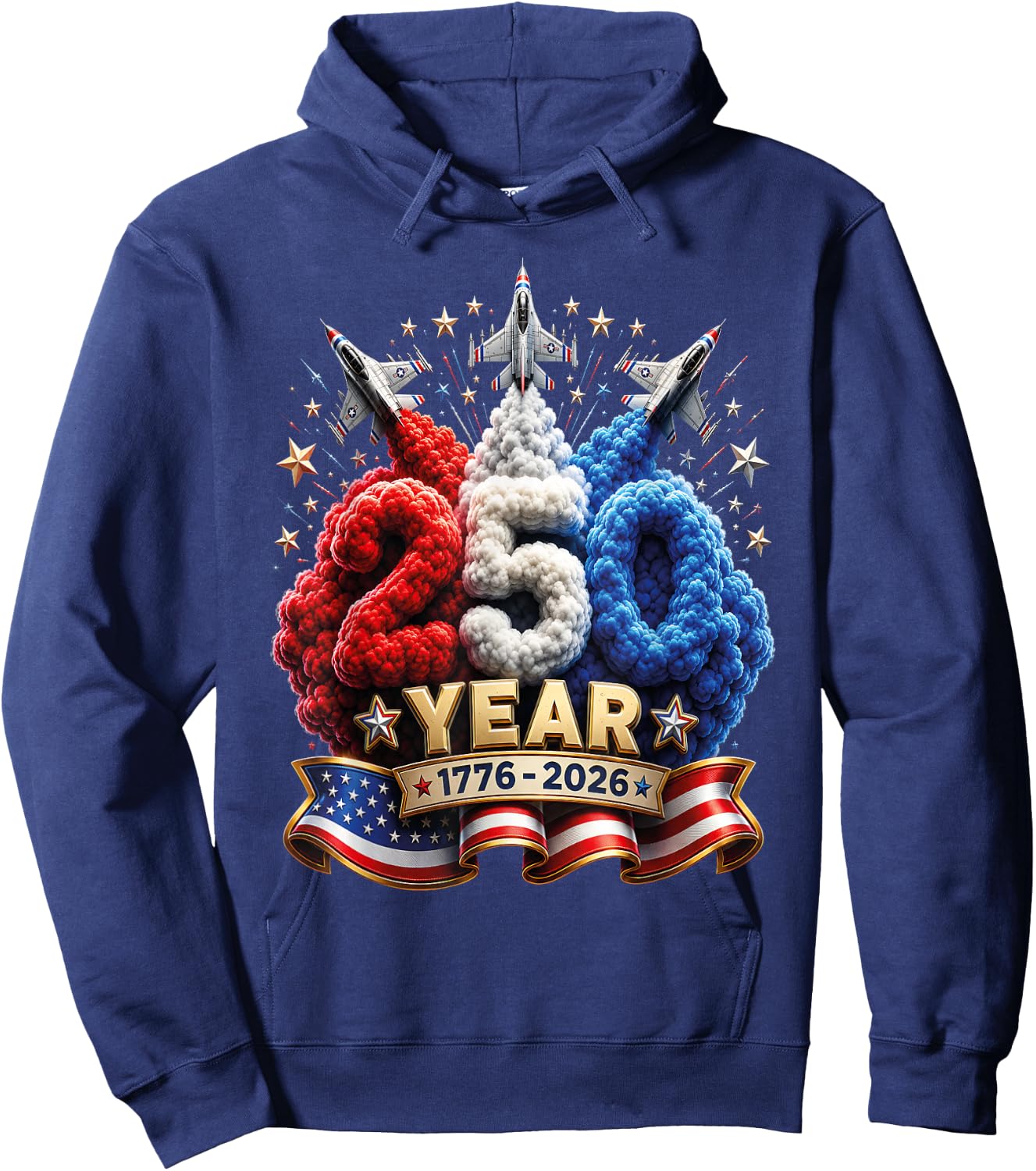 Kids 4th of July 250 Year Patriotic Red, White USA 250th Hoodie - Hoodie | Navy