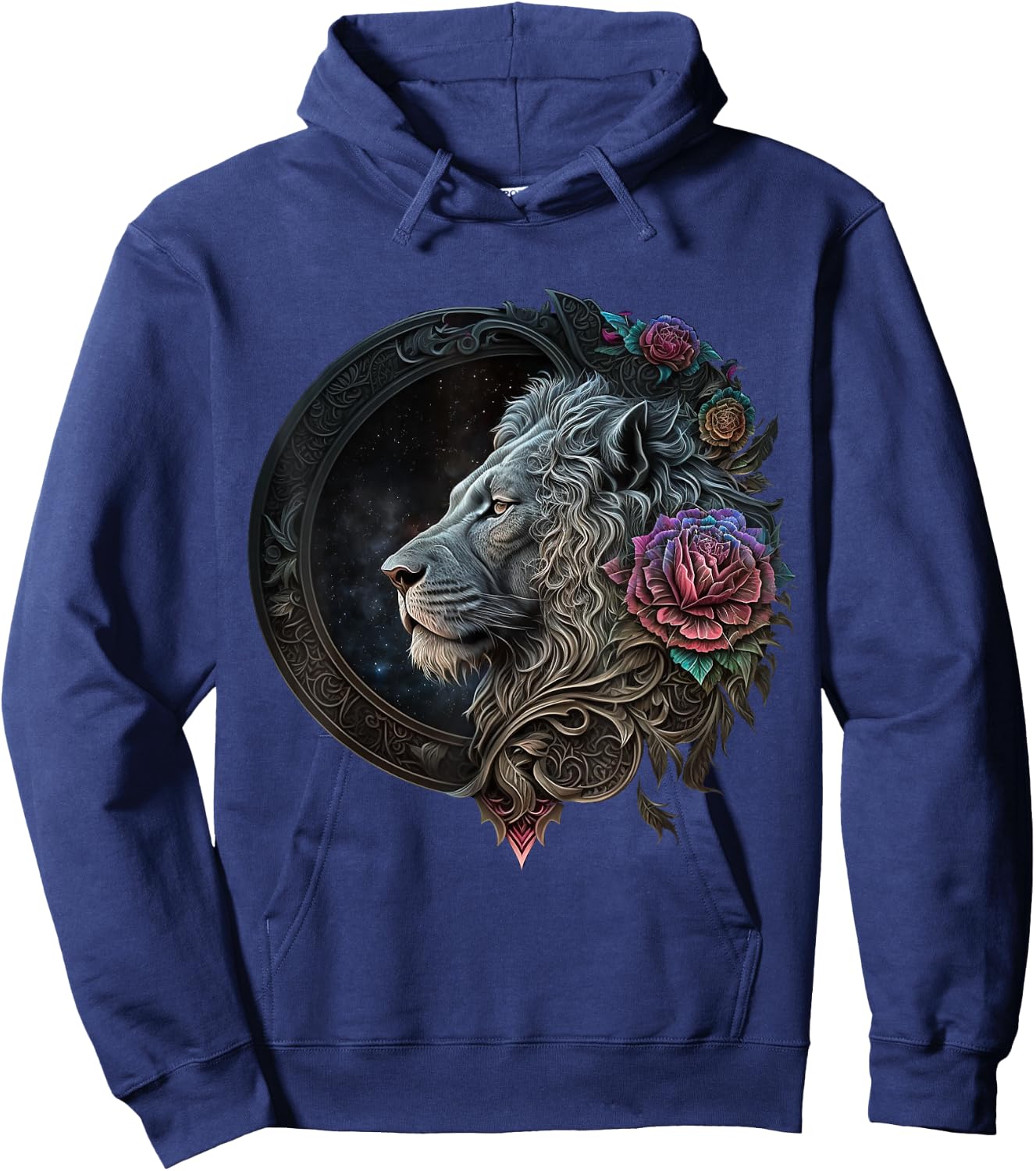 Löwe Mandala Blumen Kunst Raum Tier Zoo Löwe Hoodie - Hoodie | Navy