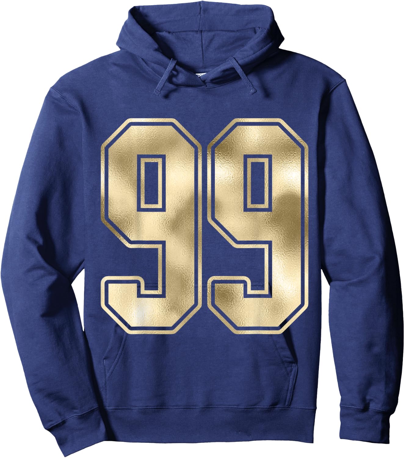 #99 Gold Outline Number 99 Sports Fan Jersey Style Hoodie - Hoodie | Navy
