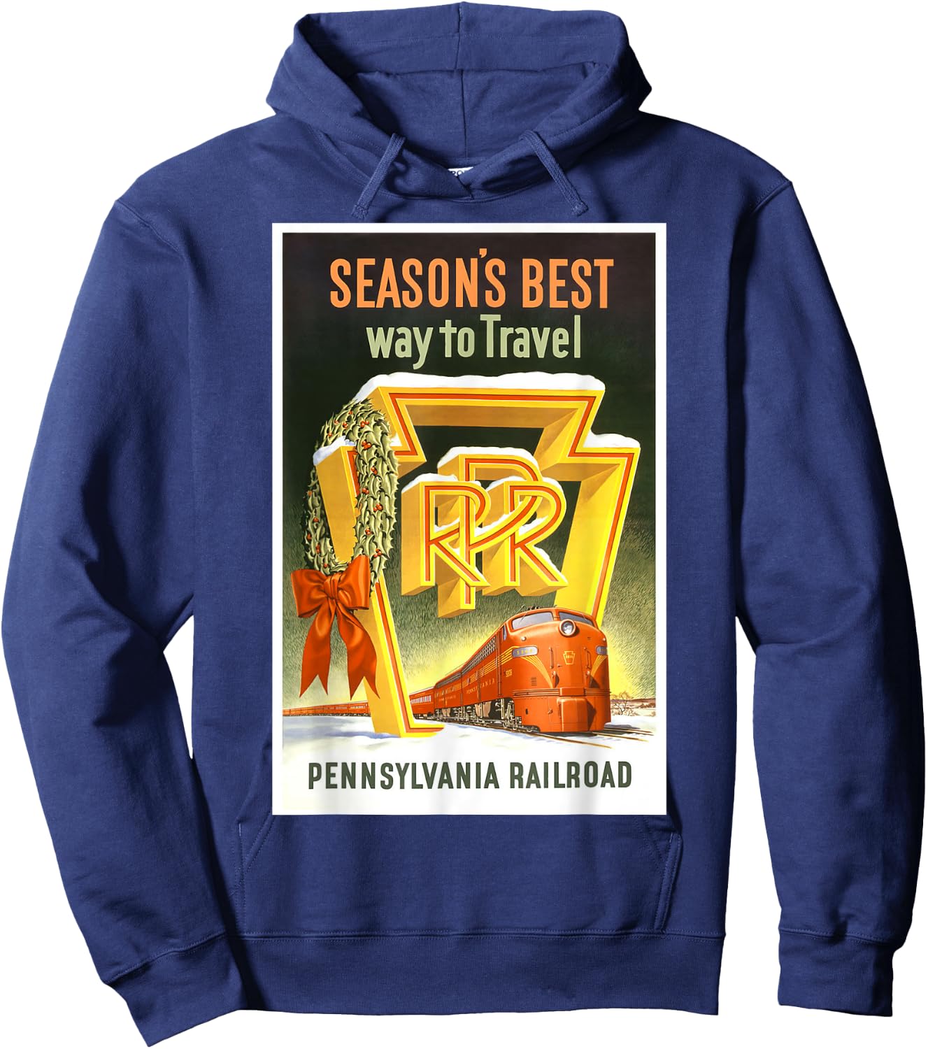Pennsylvania PA Railroad Christmas Vintage Travel Shirt Hoodie - Hoodie | Navy
