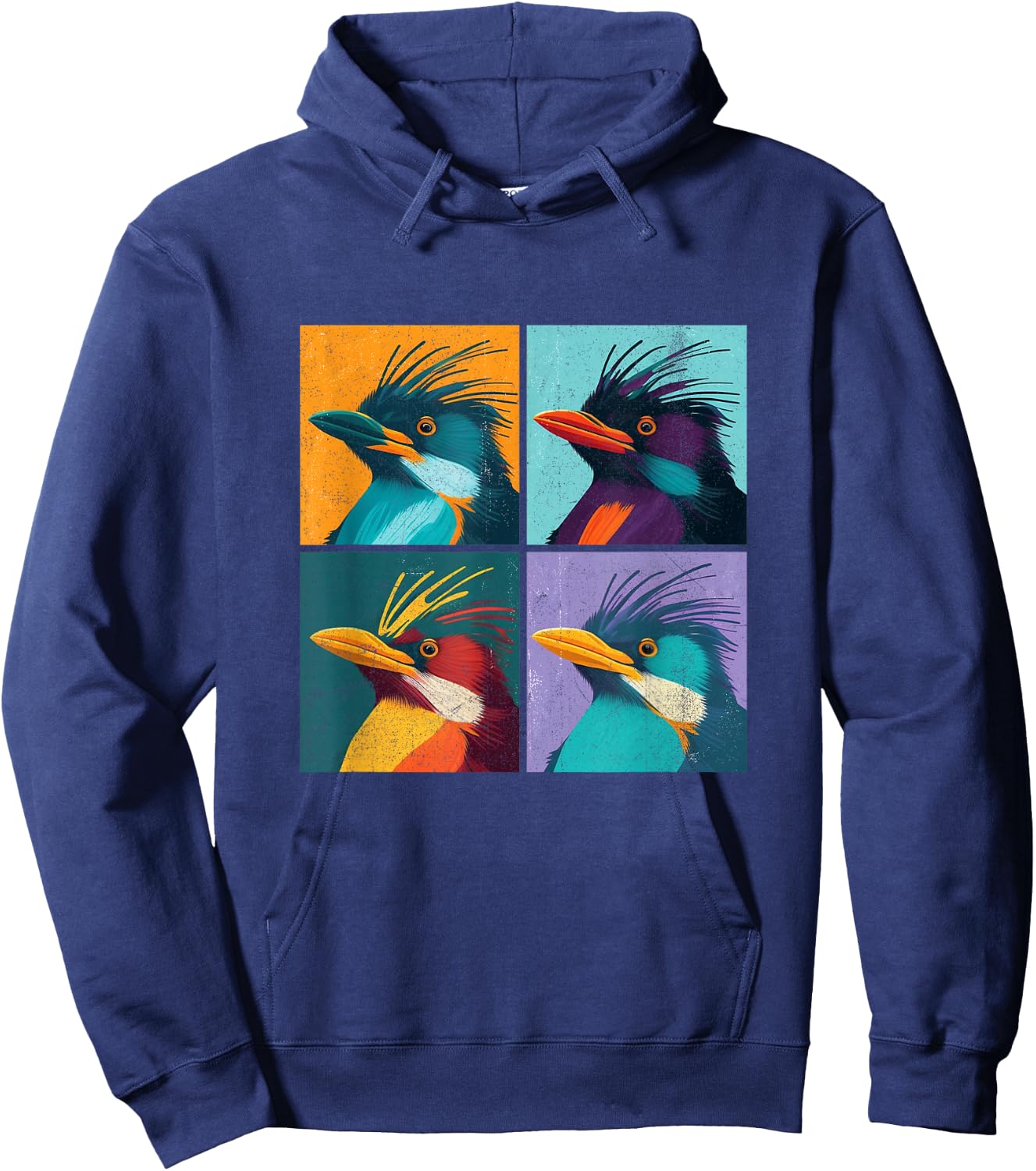 Macaroni Penguin Pop Art Design Illustration Colorful Animal Hoodie - Hoodie | Navy
