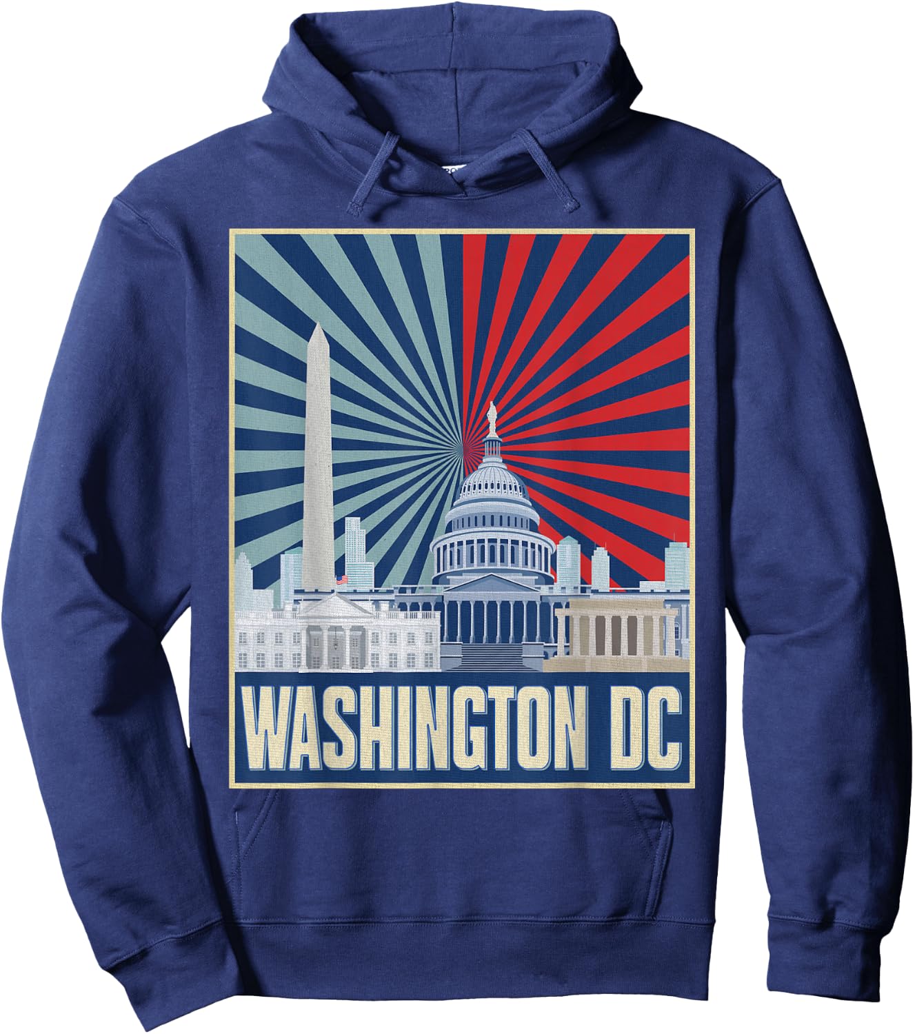Retro Capitol Hill Washington DC American Flag 4th Of July Hoodie - Hoodie | Navy