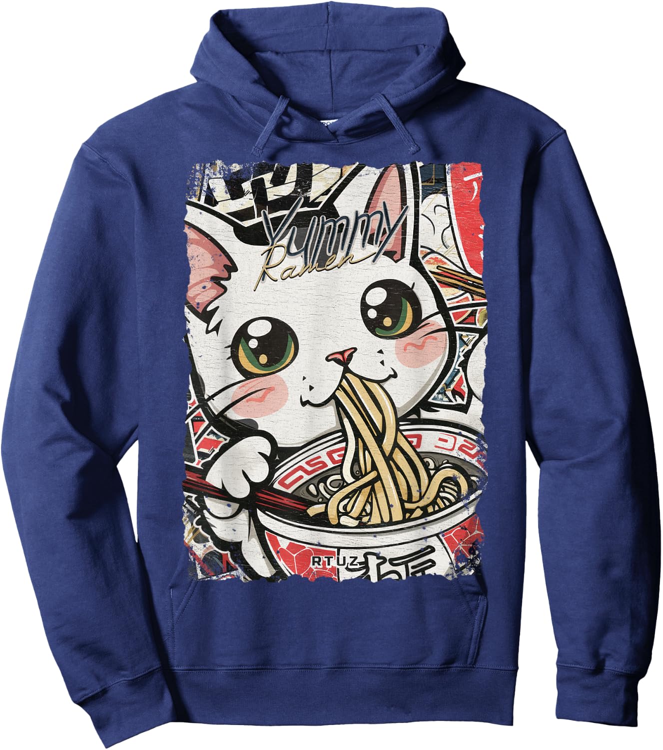 Ramen Nudeln Katze Japan Y2K Kawaii Retro Katzen Manga Anime Schwarz S Hoodie - Hoodie | Navy