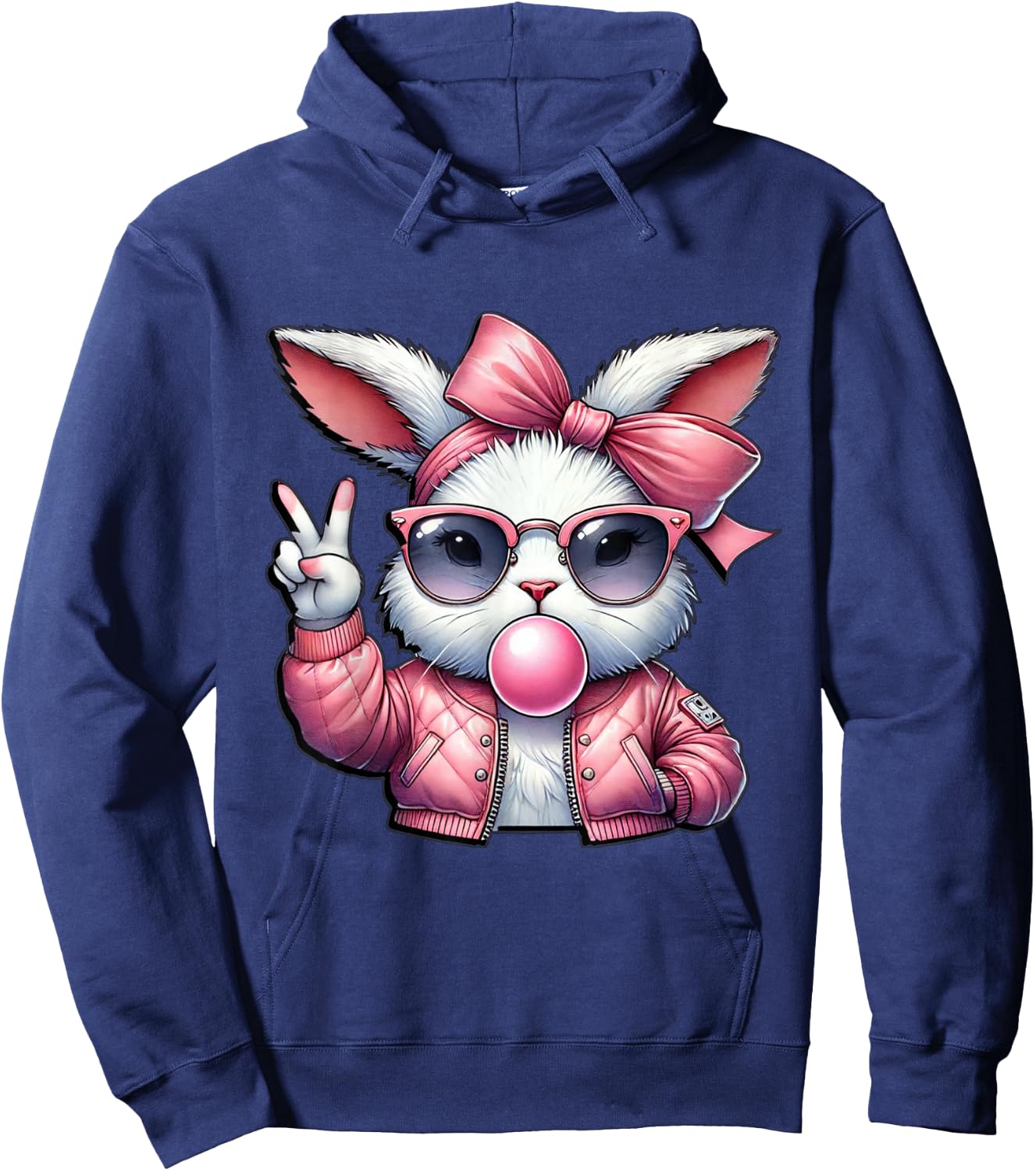 Cute Bunny Gothic Kawaii Egirl Alt Grunge Streetwear Hoodie - Hoodie | Navy