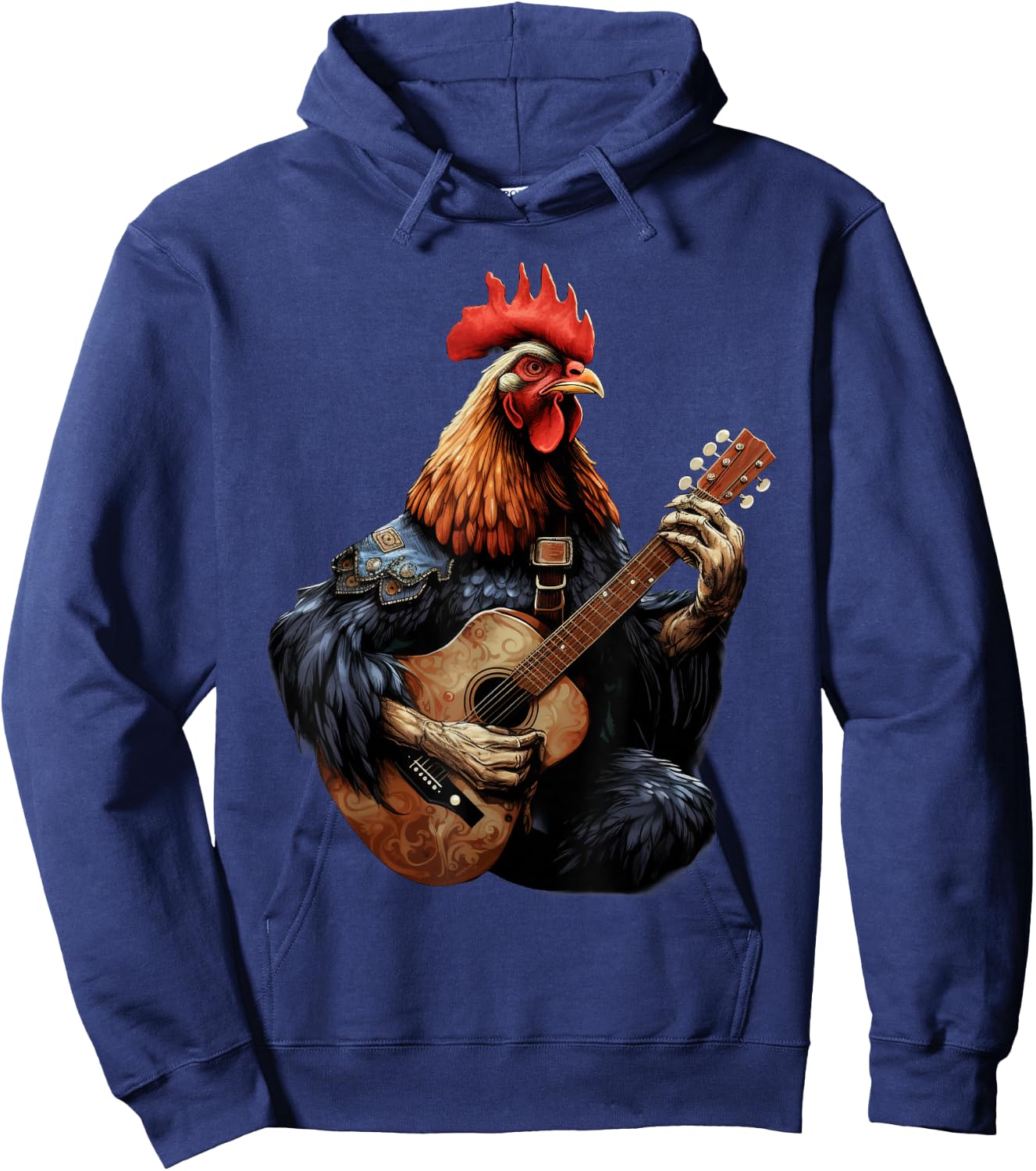 Cute Chicken Playing Guitar Chickens Musician Music Hoodie - Hoodie | Navy
