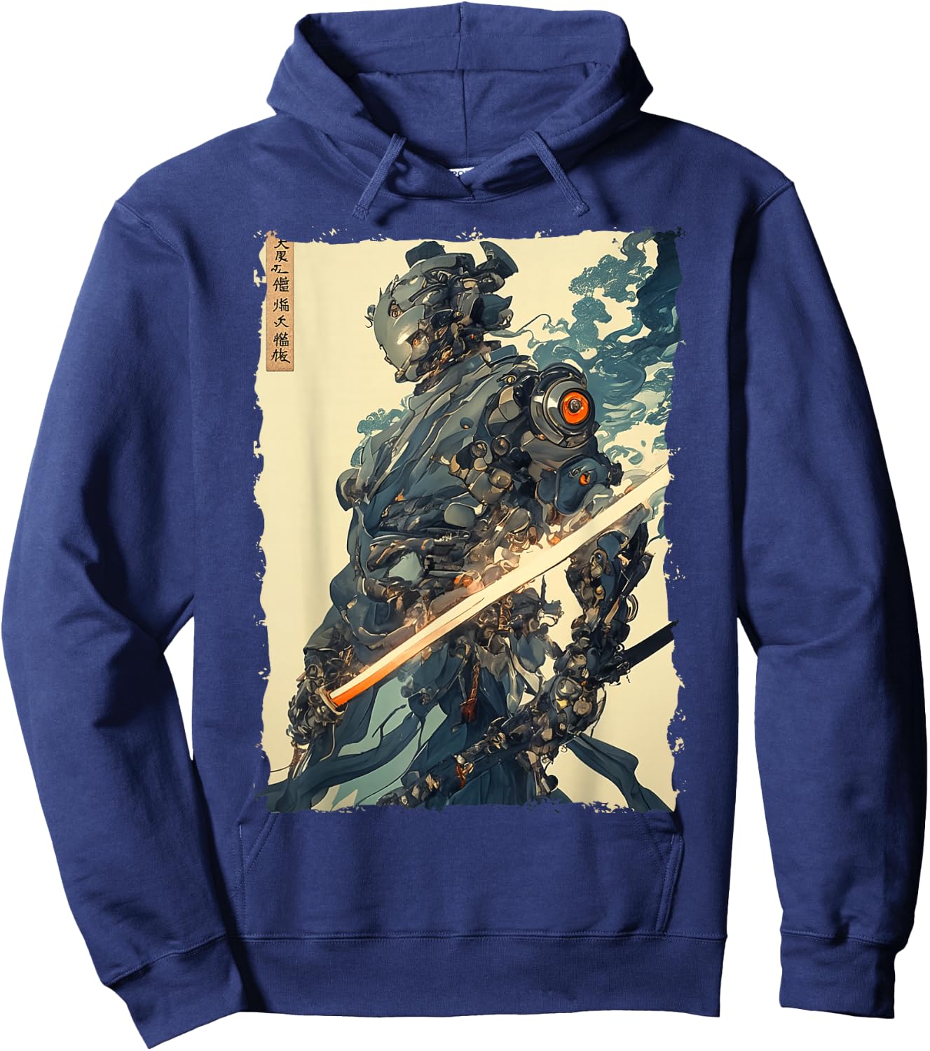 Cyber Samurai Mecha Ronin Futuristic Japan Hoodie - Hoodie | Navy