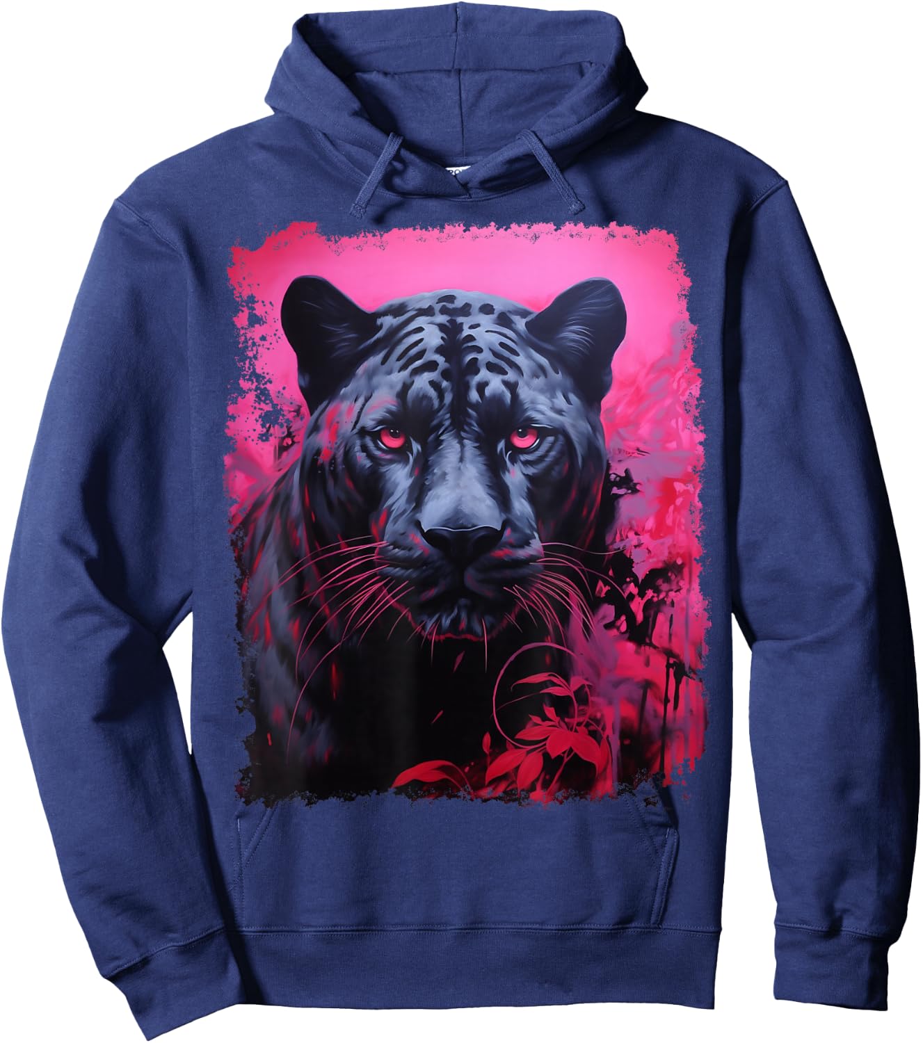 Pink Pop Art Panther Black Hoodie - Hoodie | Navy