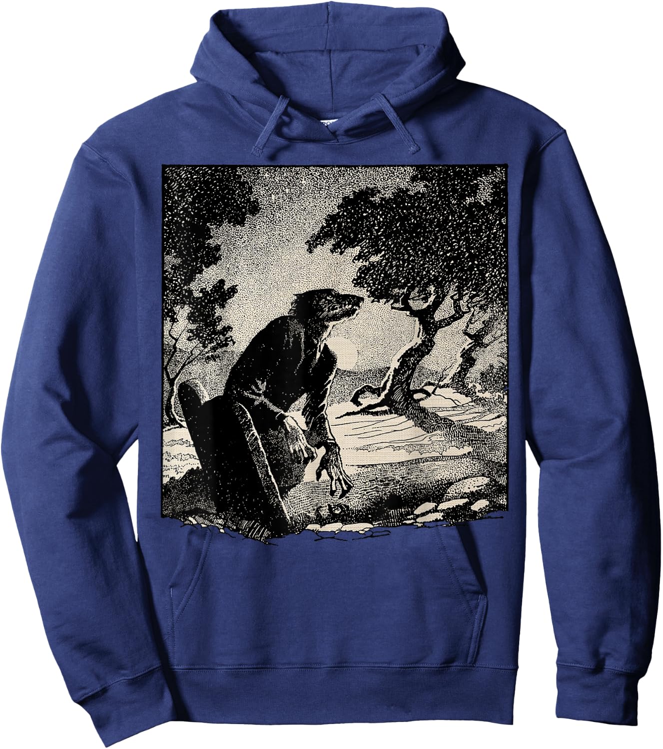 Cemetery Halloween Monster Vintage Horror Movie Werewolf Hoodie - Hoodie | Navy