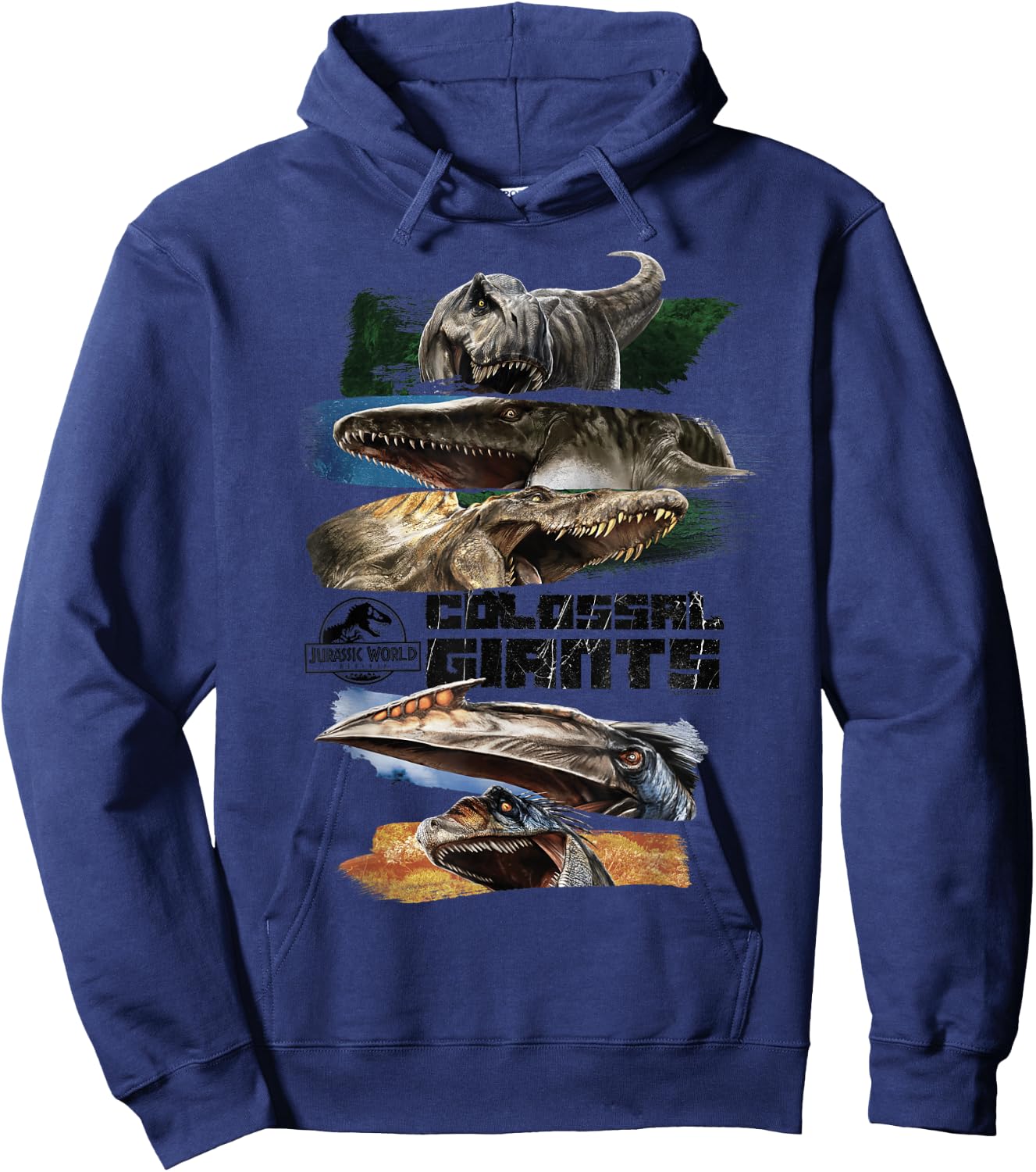 Jurassic World Rebirth Colossal Giants Panel Hoodie - Hoodie | Navy