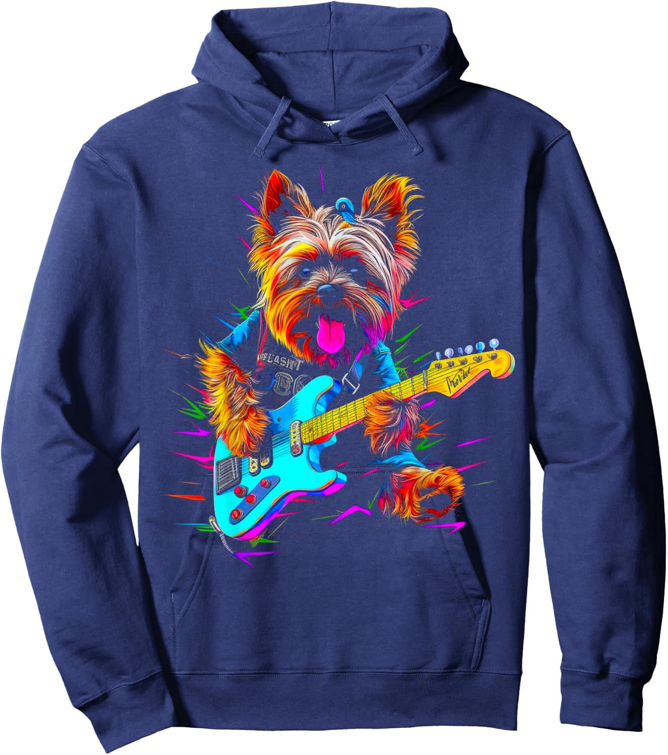 Yorkie Dog Yorkshire Terrier Guitarist Hoodie - Hoodie | Navy