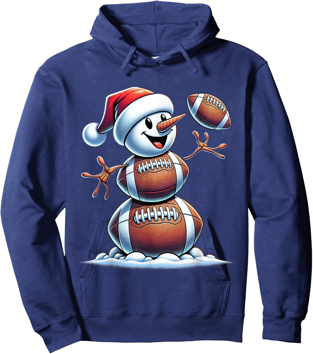 Football Snowman Christmas Cute American Football Kids Boys Hoodie - Hoodie | Navy
