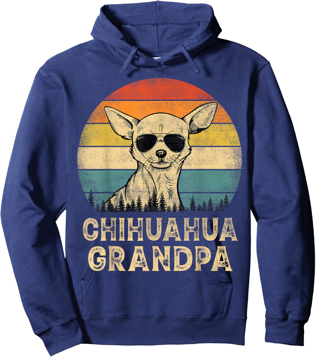 Vintage Chihuahua Grandpa Dog Lovers Father's Day Hoodie - Hoodie | Navy