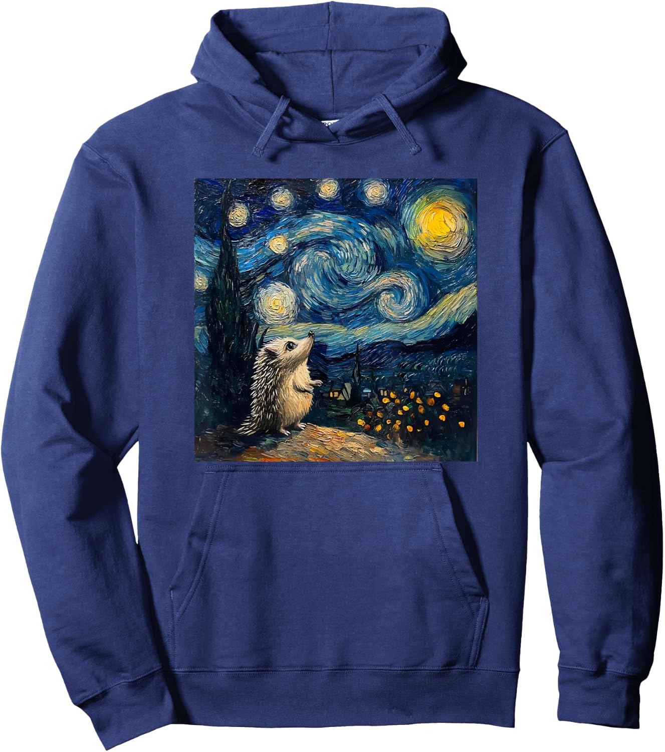 Cute Van Gogh Hedgehog Starry Night Funny Women & Men Hoodie - Hoodie | Navy