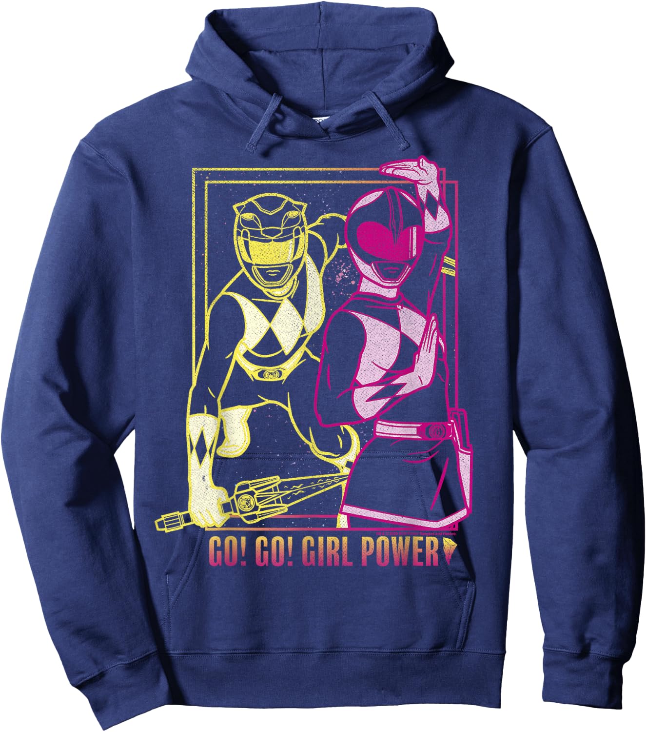 Power Rangers Go Go Girl Power Pink & Yellow Ranger Art Hoodie - Hoodie | Navy